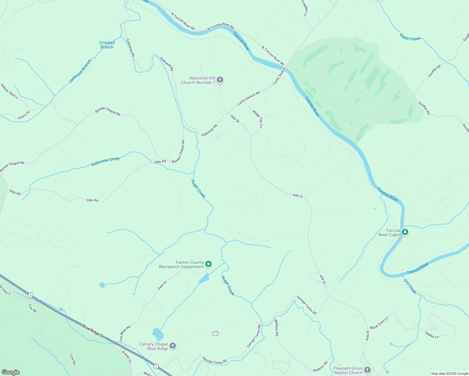 map of restaurants, bars, coffee shops, grocery stores, and more near 4041 Ada Street in Blue Ridge