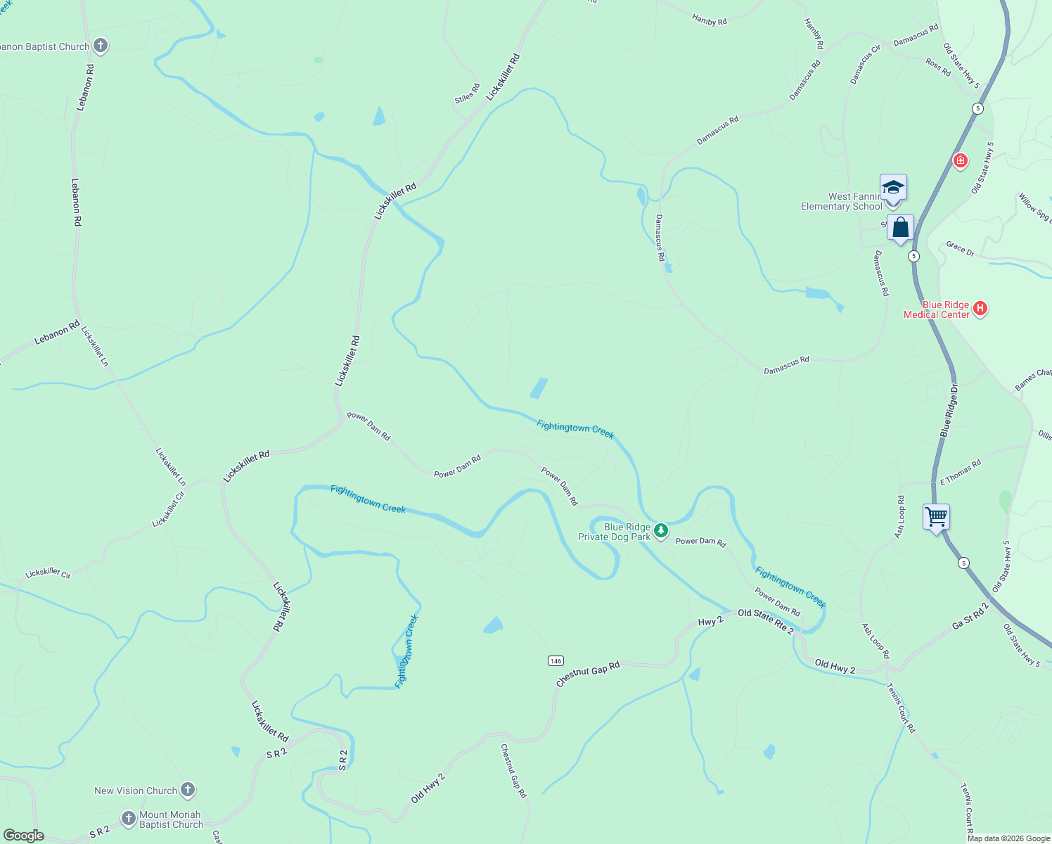 map of restaurants, bars, coffee shops, grocery stores, and more near 510 Hemlock Trail in Blue Ridge