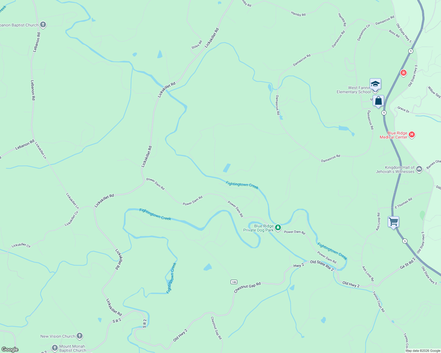 map of restaurants, bars, coffee shops, grocery stores, and more near 510 Hemlock Trail in Blue Ridge