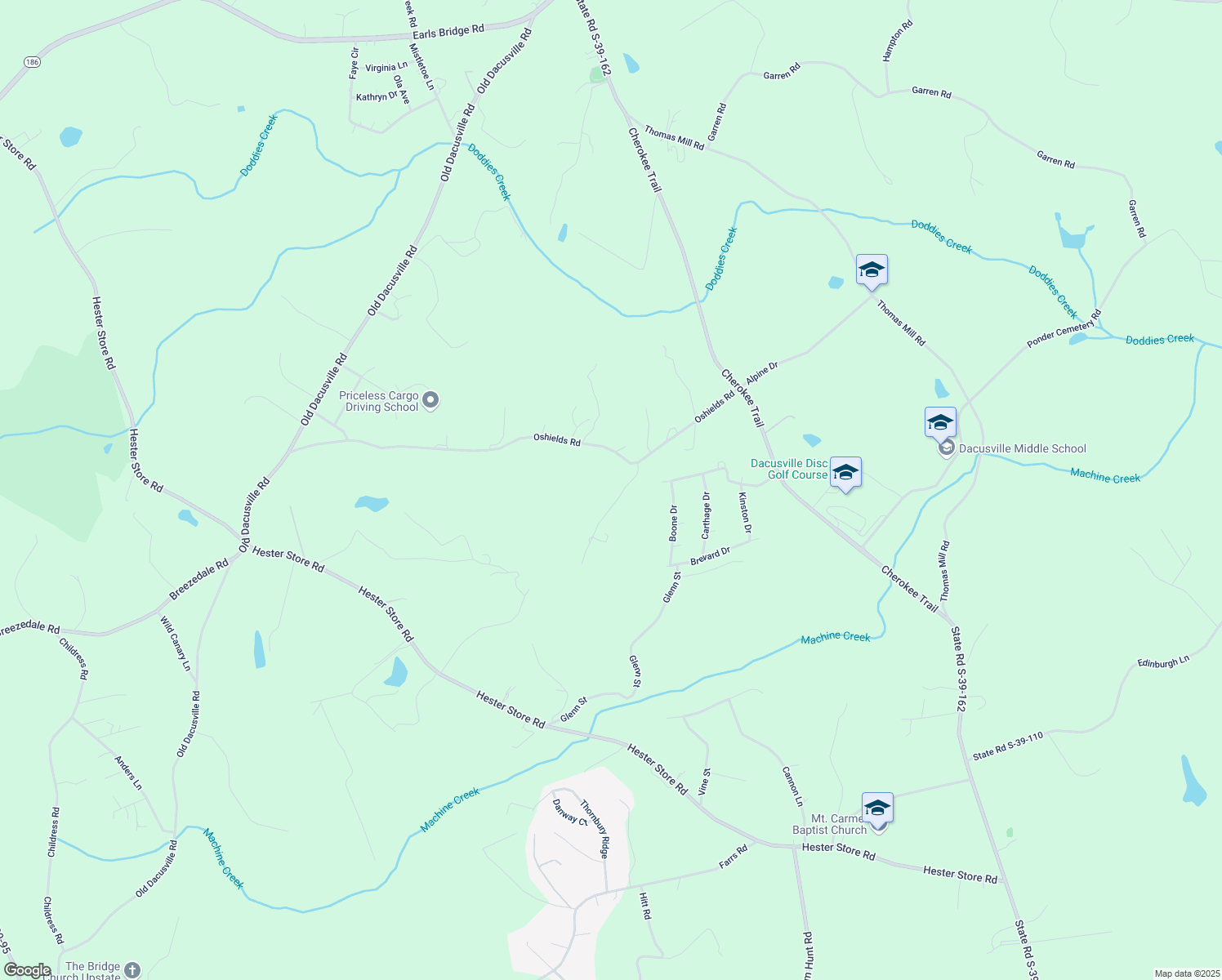 map of restaurants, bars, coffee shops, grocery stores, and more near 211 Oshields Road in Easley