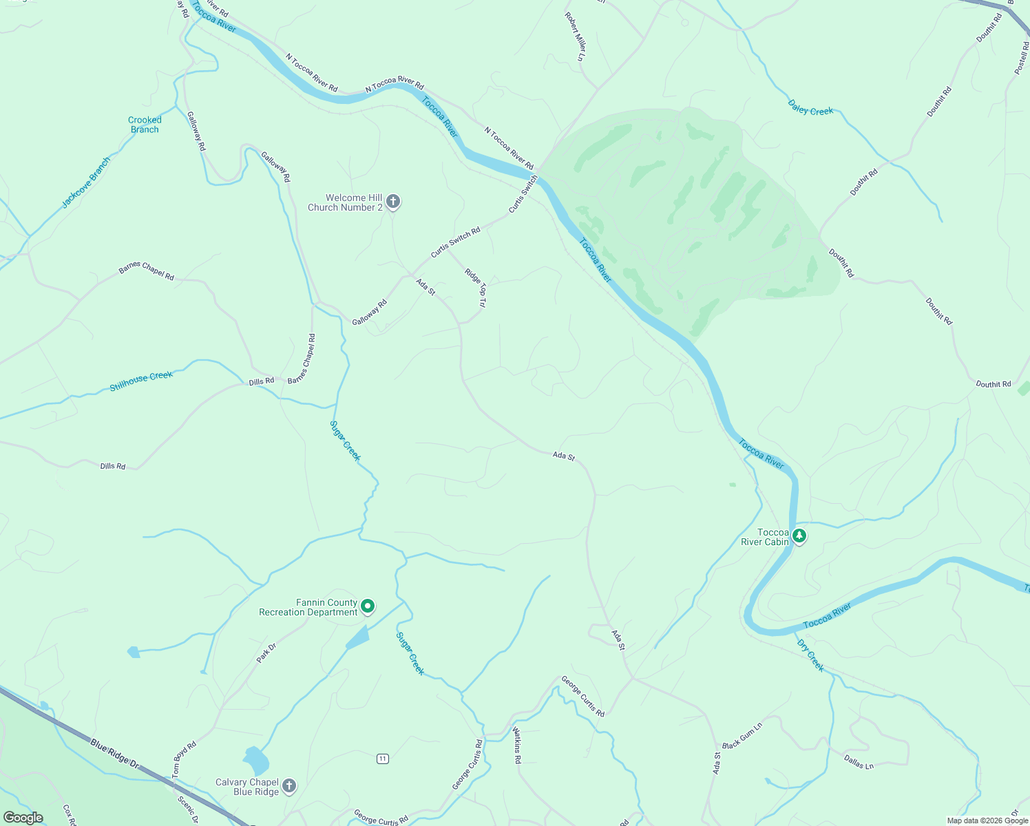 map of restaurants, bars, coffee shops, grocery stores, and more near 3838 Ada Street in Blue Ridge