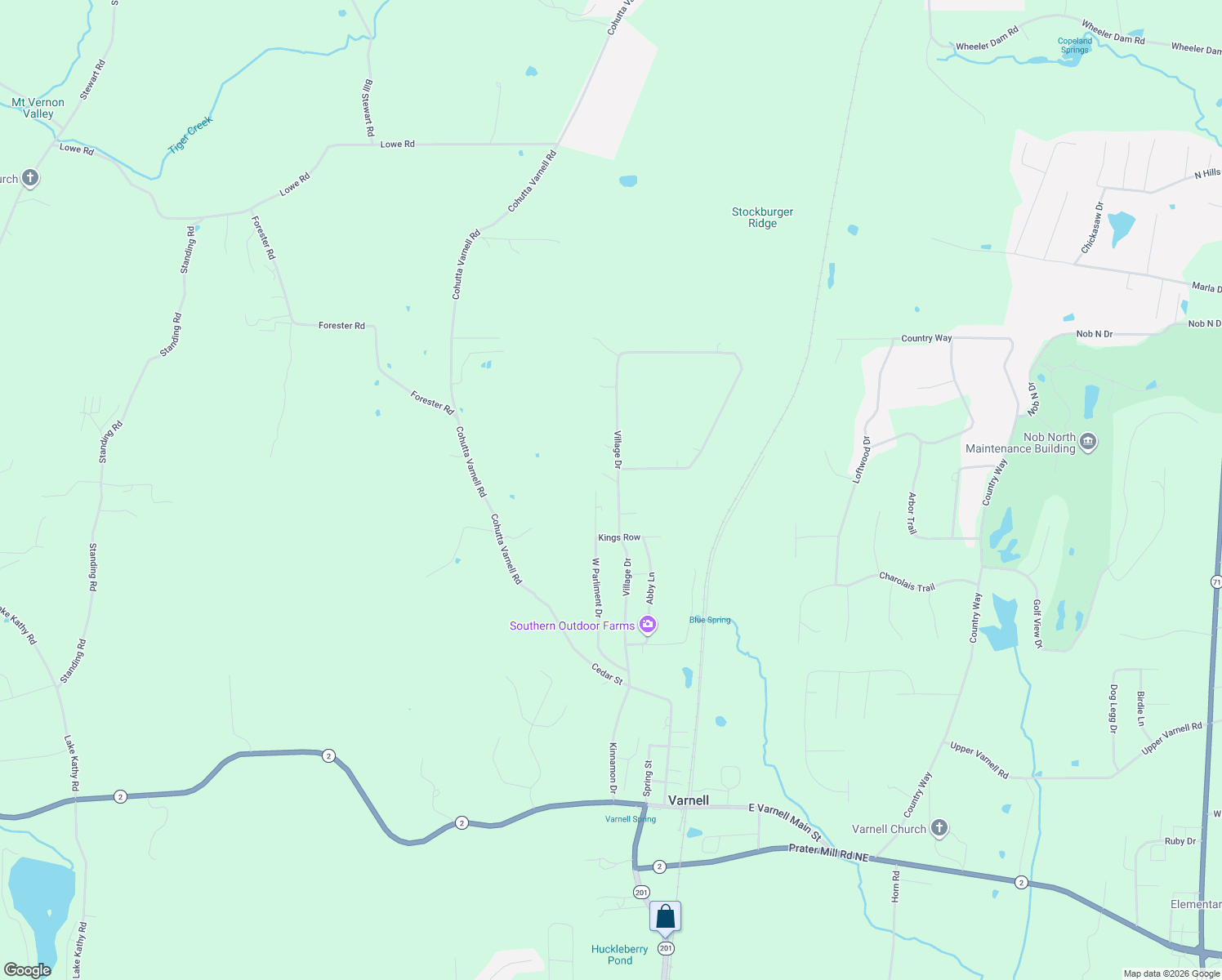 map of restaurants, bars, coffee shops, grocery stores, and more near 4109 Village Drive in Cohutta
