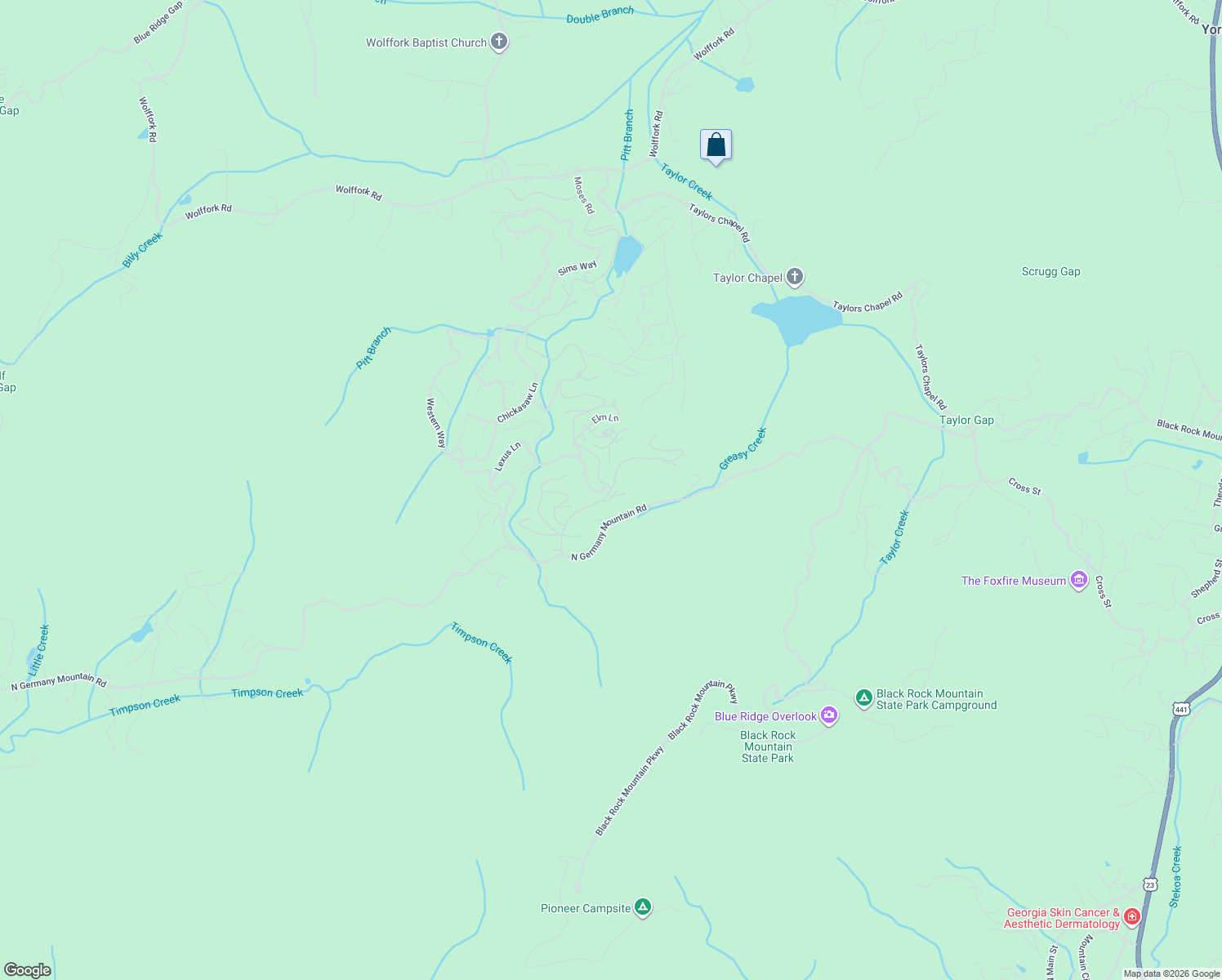 map of restaurants, bars, coffee shops, grocery stores, and more near 51 Alto Lane in Rabun Gap
