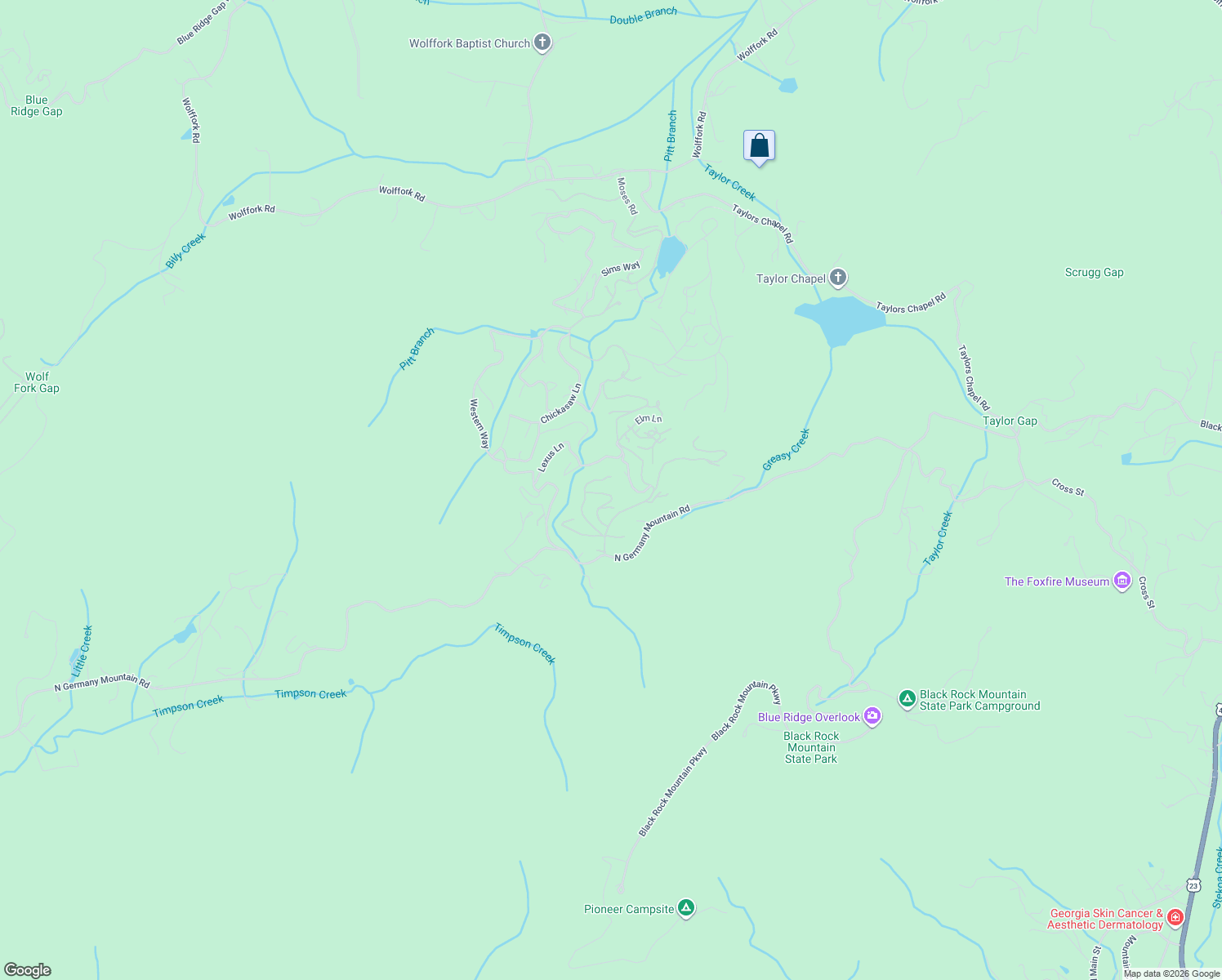 map of restaurants, bars, coffee shops, grocery stores, and more near 48 Ivy Trail in Rabun Gap