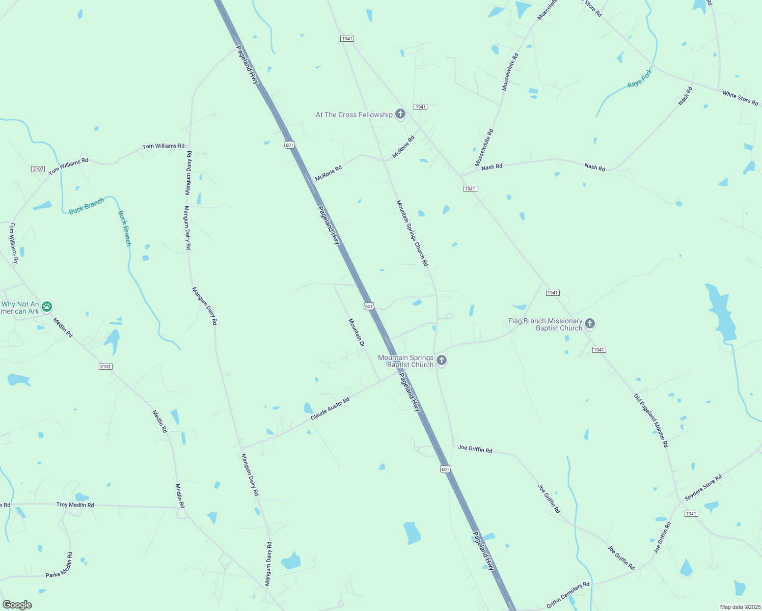 map of restaurants, bars, coffee shops, grocery stores, and more near 3915 Pageland Highway in Monroe
