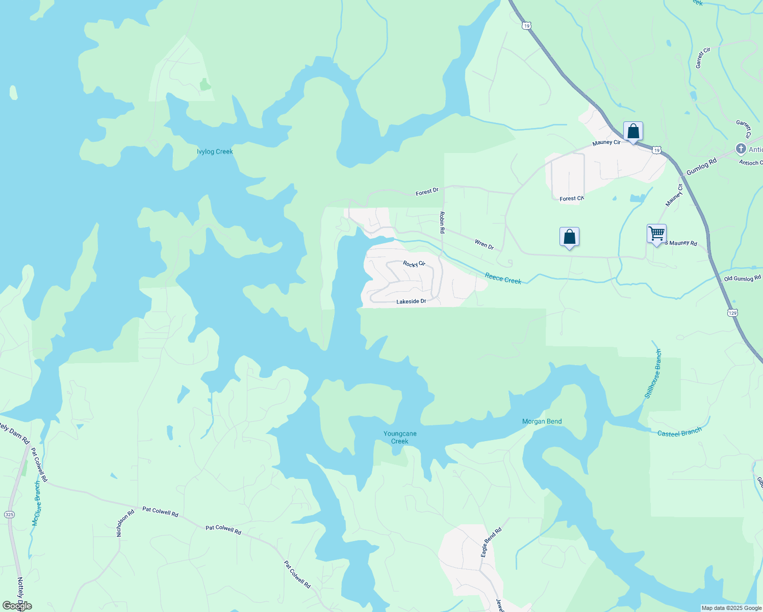 map of restaurants, bars, coffee shops, grocery stores, and more near 799 Lakeside Drive in Blairsville