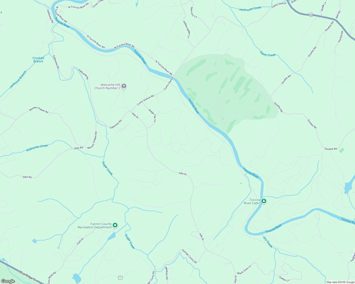 map of restaurants, bars, coffee shops, grocery stores, and more near Anglers Loop in Blue Ridge