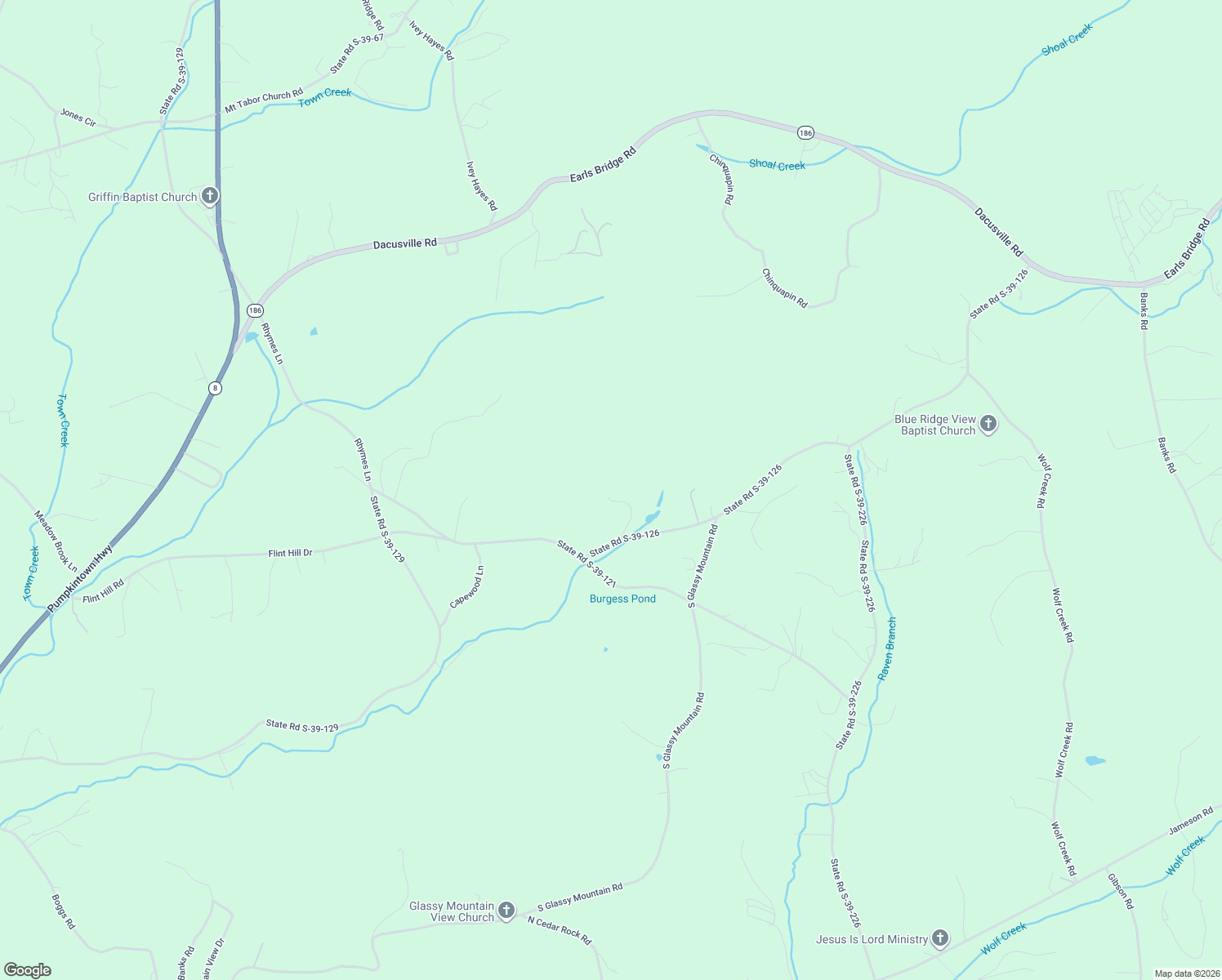 map of restaurants, bars, coffee shops, grocery stores, and more near 119 Anthony Road in Pickens