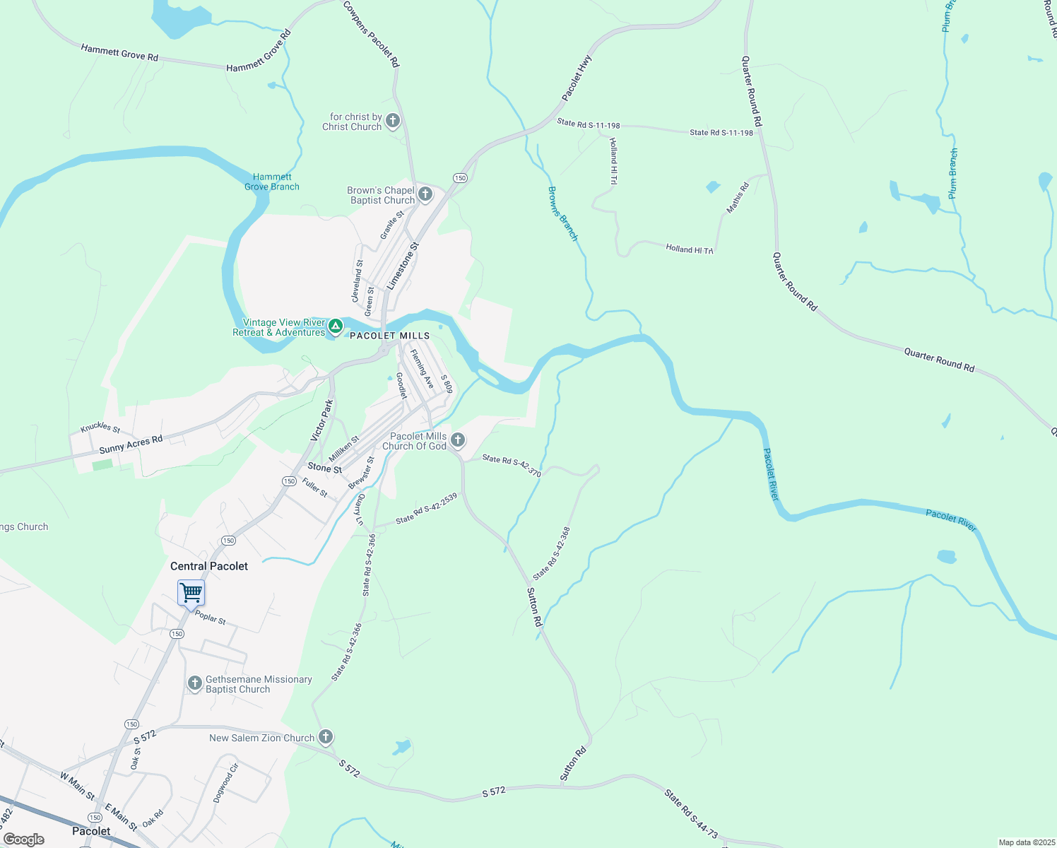 map of restaurants, bars, coffee shops, grocery stores, and more near 190 Graceland Drive in Pacolet