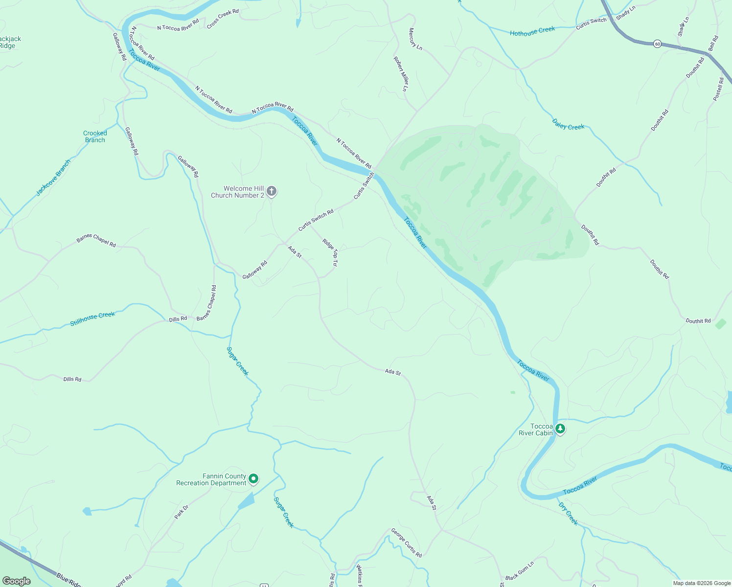 map of restaurants, bars, coffee shops, grocery stores, and more near 67 Winding Creek Road in Blue Ridge