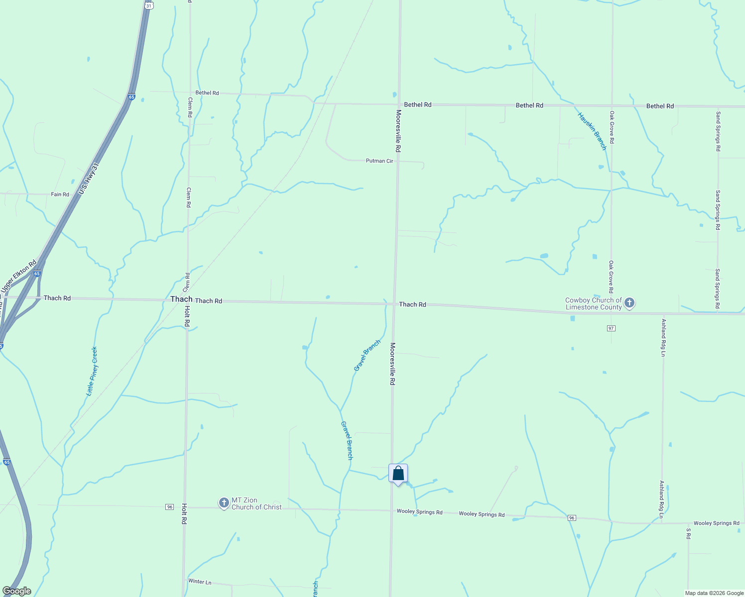 map of restaurants, bars, coffee shops, grocery stores, and more near 24889 Thach Road in Elkmont