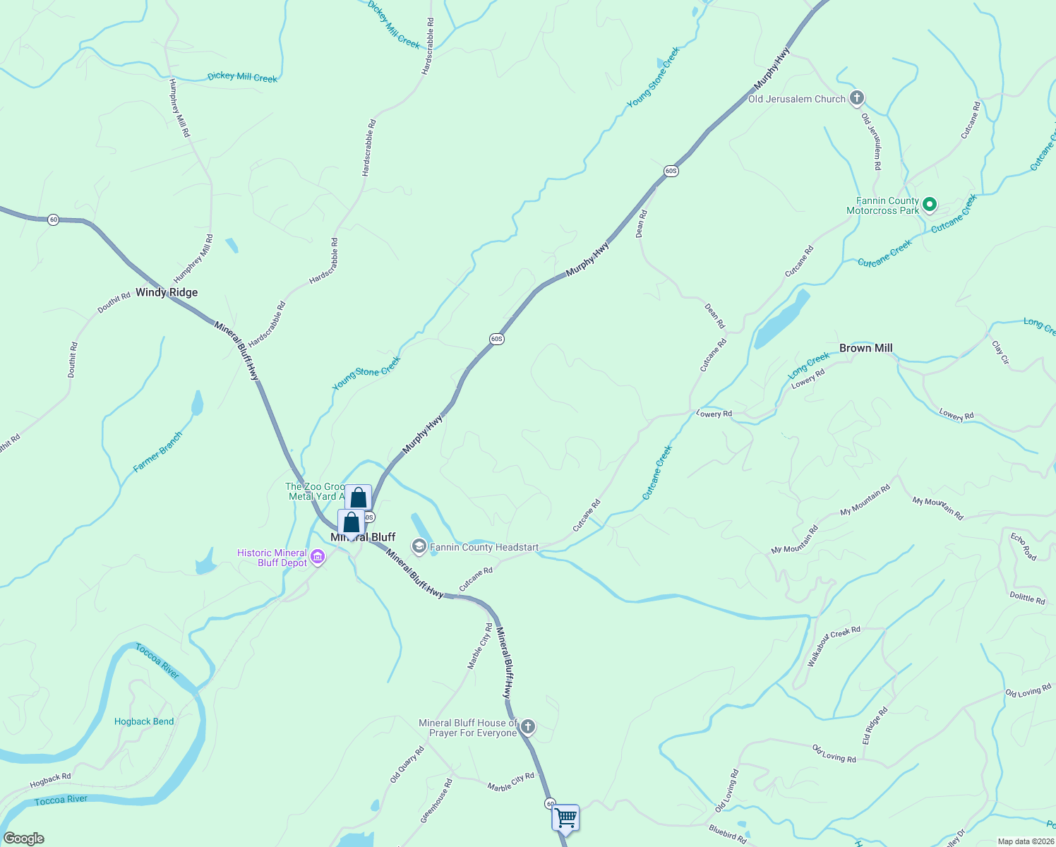 map of restaurants, bars, coffee shops, grocery stores, and more near 653 Tanglewood Drive in Blue Ridge