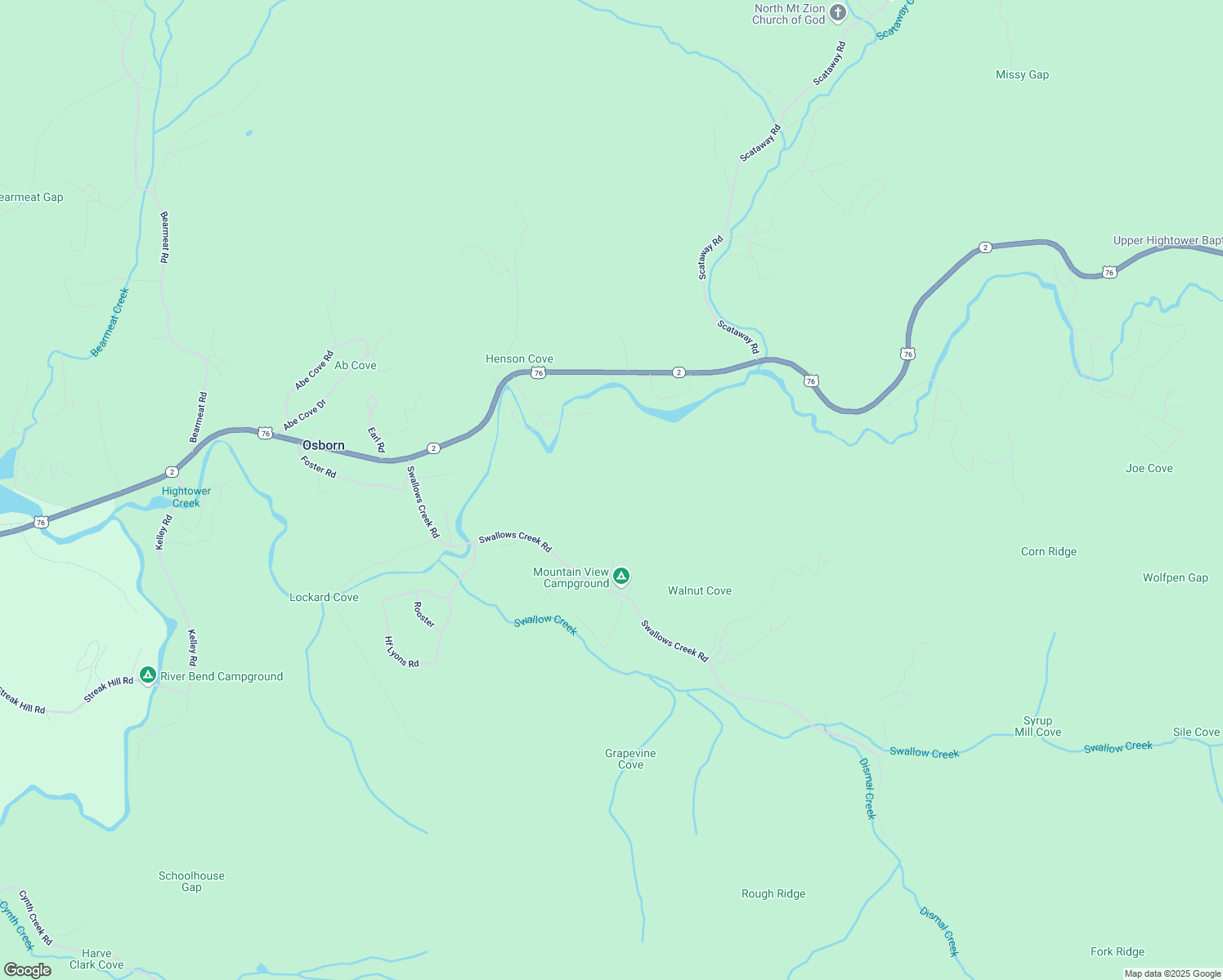 map of restaurants, bars, coffee shops, grocery stores, and more near Tom Wheeler Road in Towns County