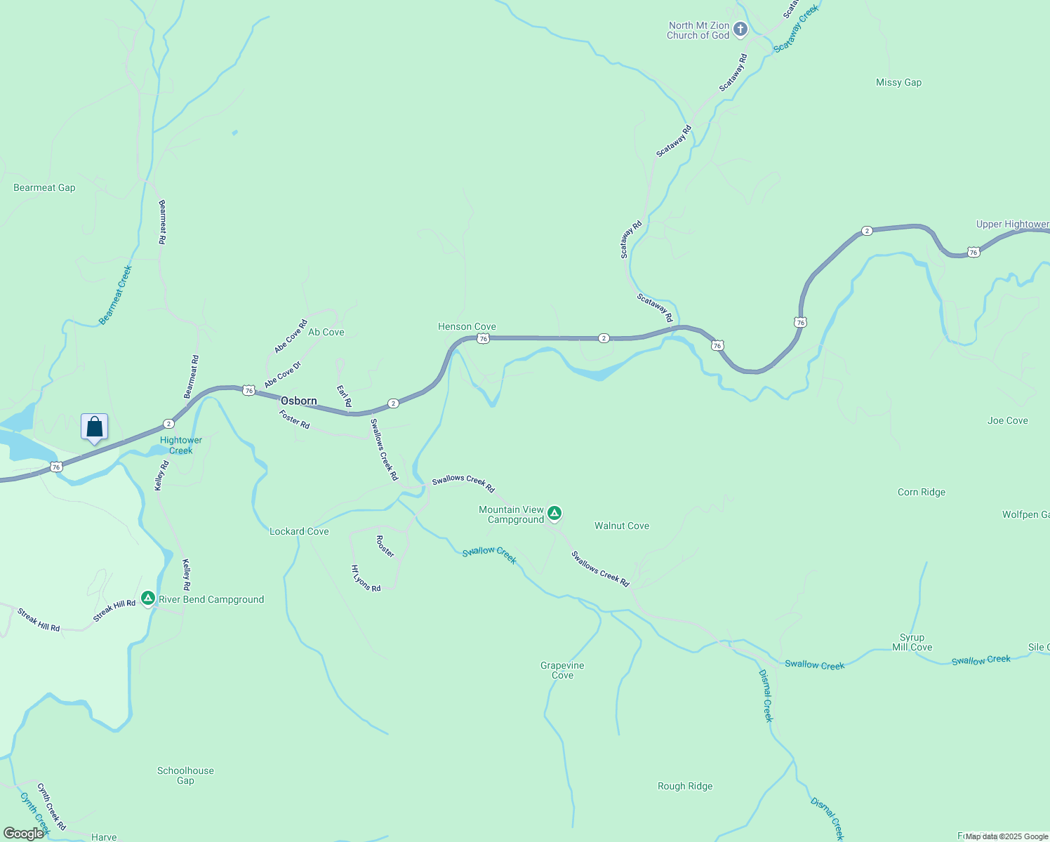 map of restaurants, bars, coffee shops, grocery stores, and more near Tom Wheeler Road in Towns County