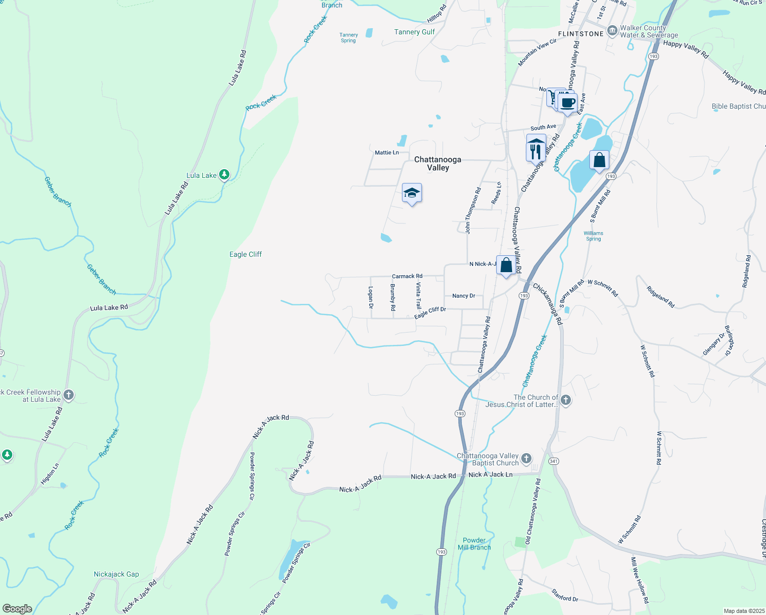 map of restaurants, bars, coffee shops, grocery stores, and more near in Walker County