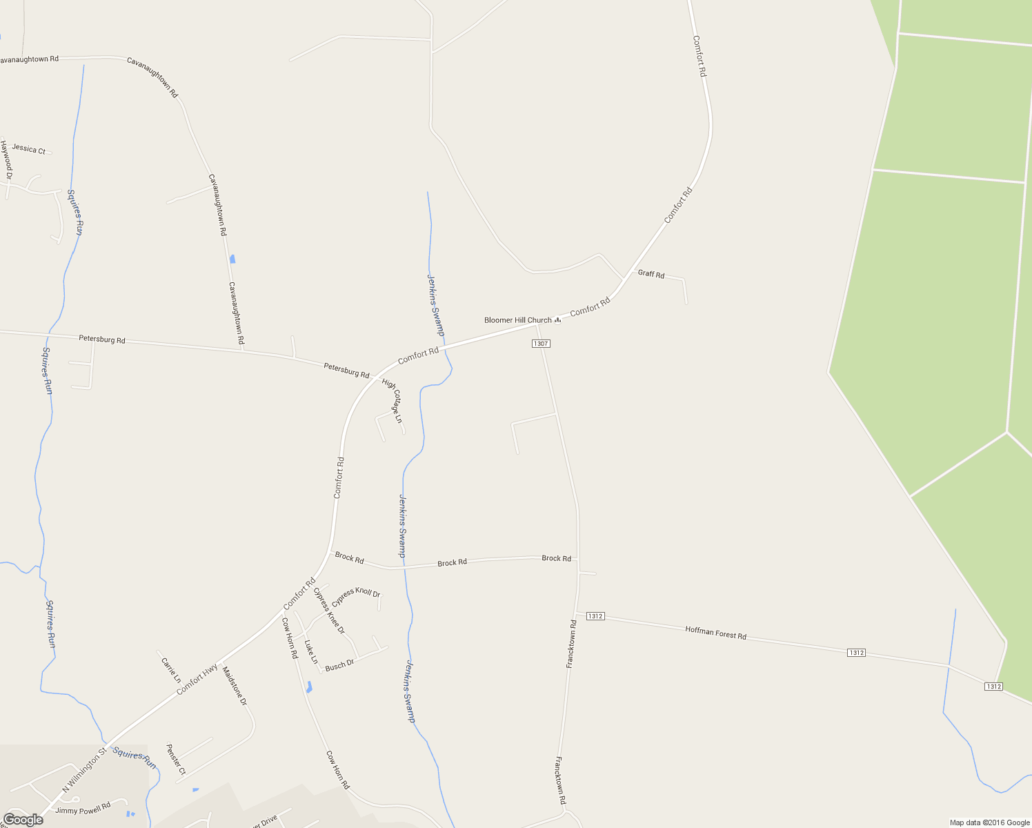 map of restaurants, bars, coffee shops, grocery stores, and more near 104 Wild Blossom Drive in Richlands