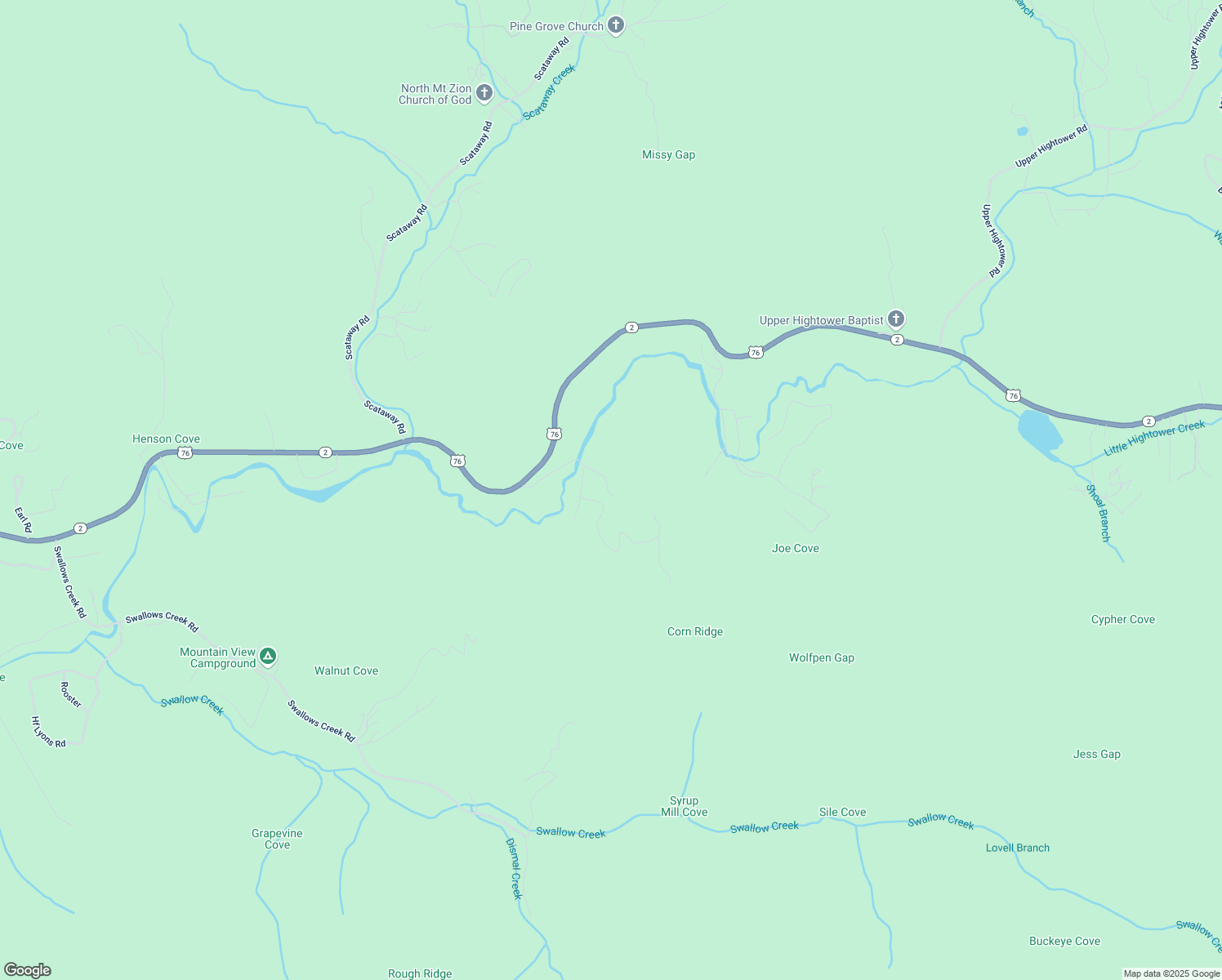 map of restaurants, bars, coffee shops, grocery stores, and more near 4830 Jay Tee Road in Hiawassee