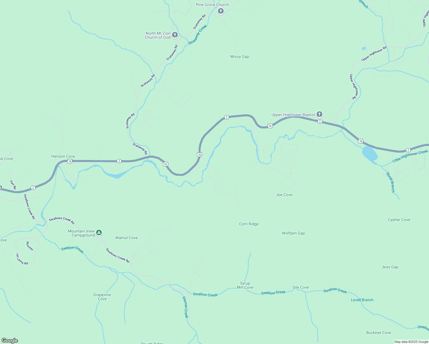 map of restaurants, bars, coffee shops, grocery stores, and more near 4830 Jay Tee Road in Hiawassee