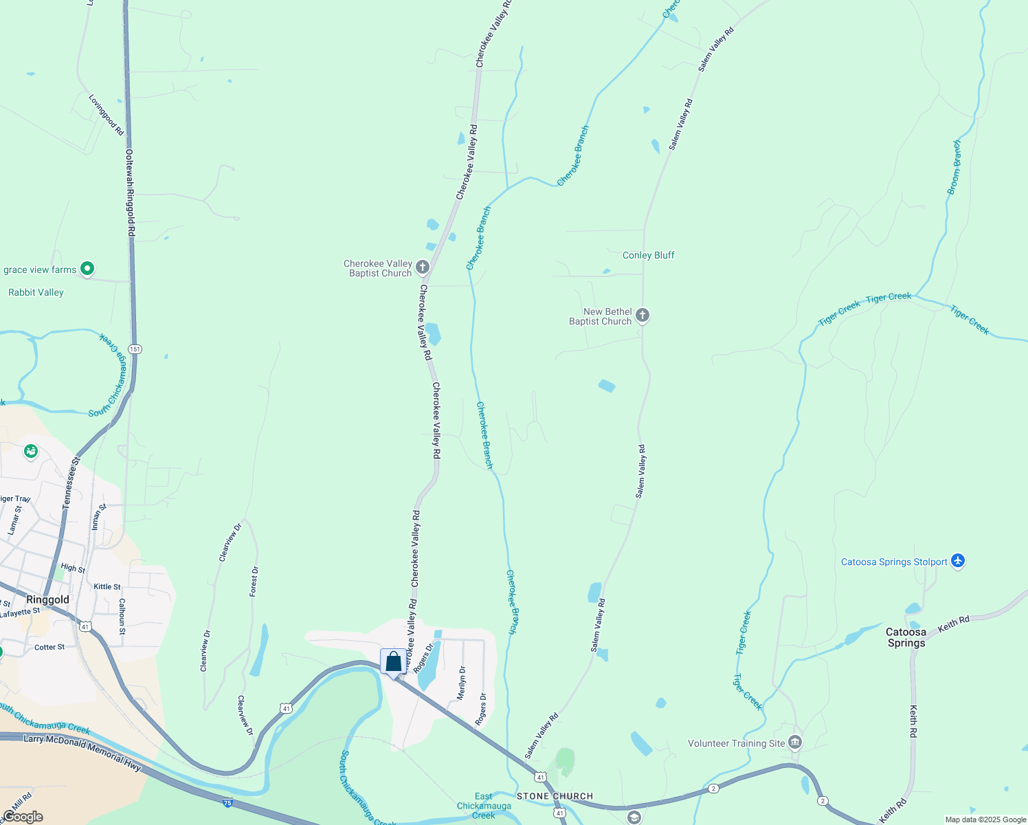 map of restaurants, bars, coffee shops, grocery stores, and more near in Ringgold