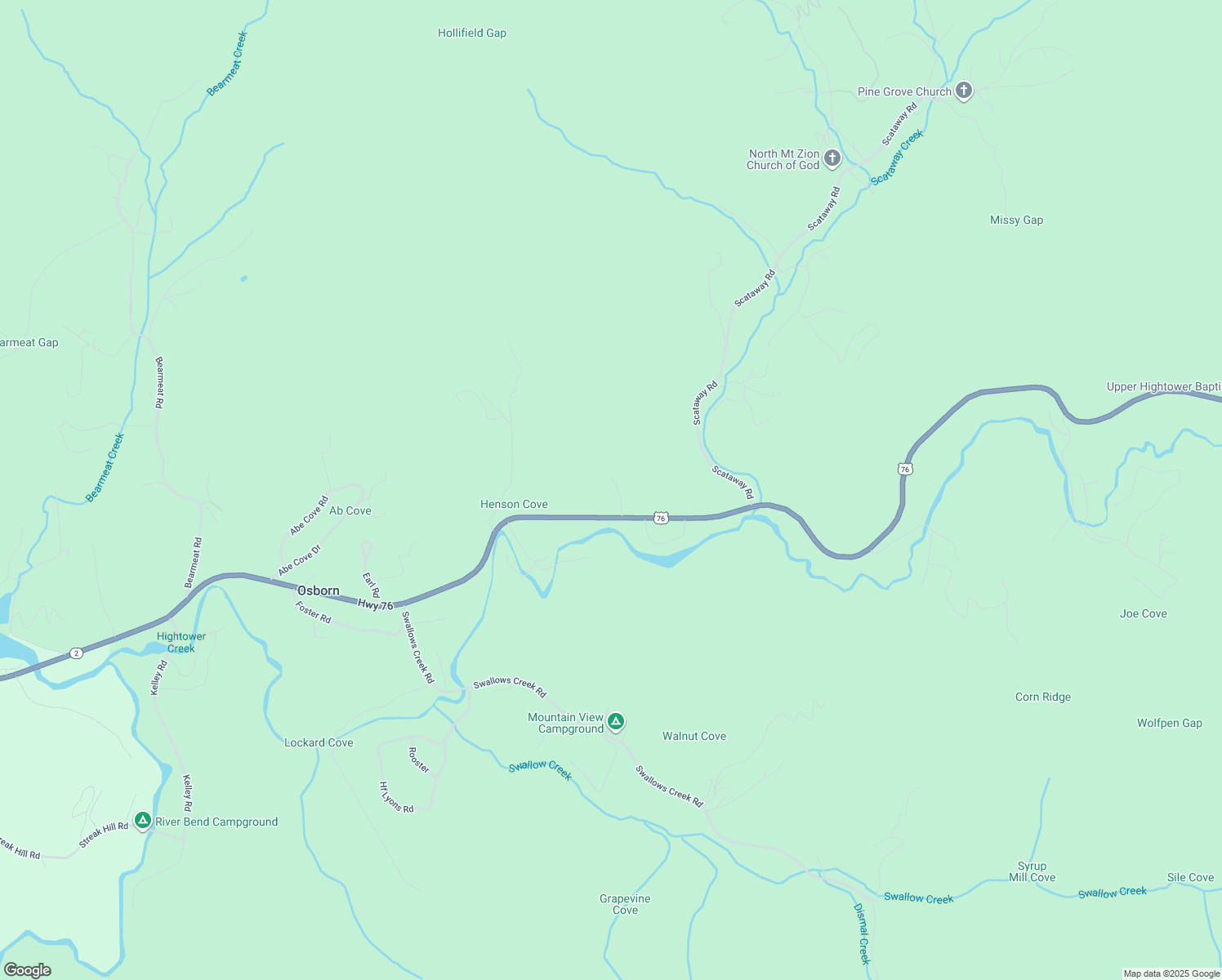 map of restaurants, bars, coffee shops, grocery stores, and more near 1523 Berrong Road in Hiawassee