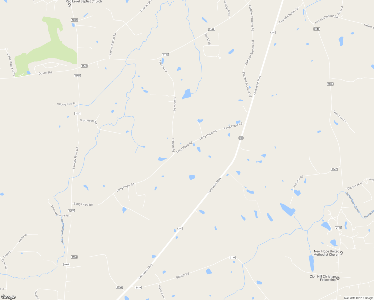 map of restaurants, bars, coffee shops, grocery stores, and more near 2303 Long Hope Road in Monroe