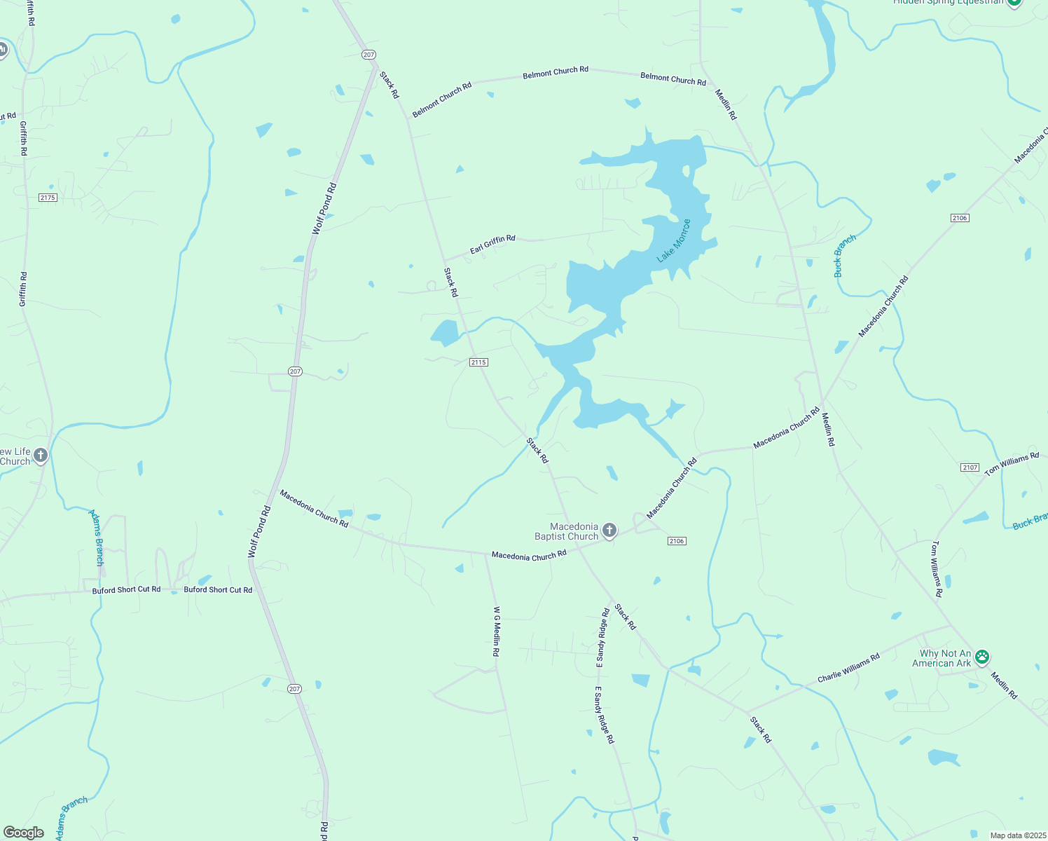 map of restaurants, bars, coffee shops, grocery stores, and more near 713 Stack Road in Monroe