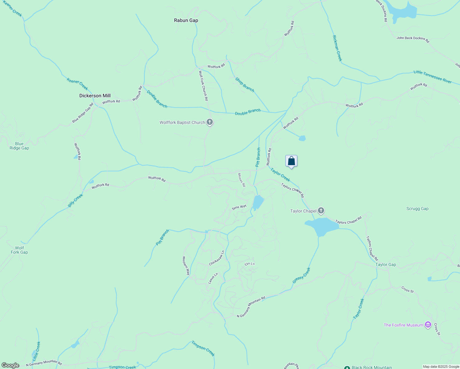 map of restaurants, bars, coffee shops, grocery stores, and more near 65 Ocmulgee Way in Rabun Gap