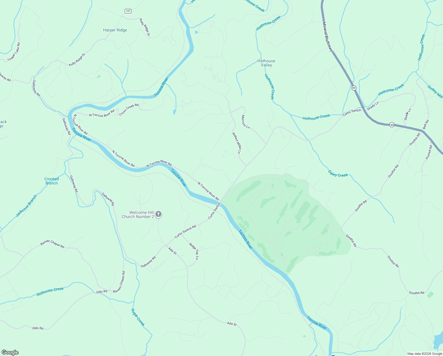 map of restaurants, bars, coffee shops, grocery stores, and more near 679 Curtis Switch Road in Mineral Bluff