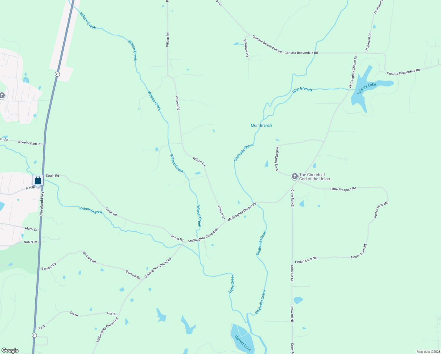 map of restaurants, bars, coffee shops, grocery stores, and more near 4478 Wilson Road in Cohutta