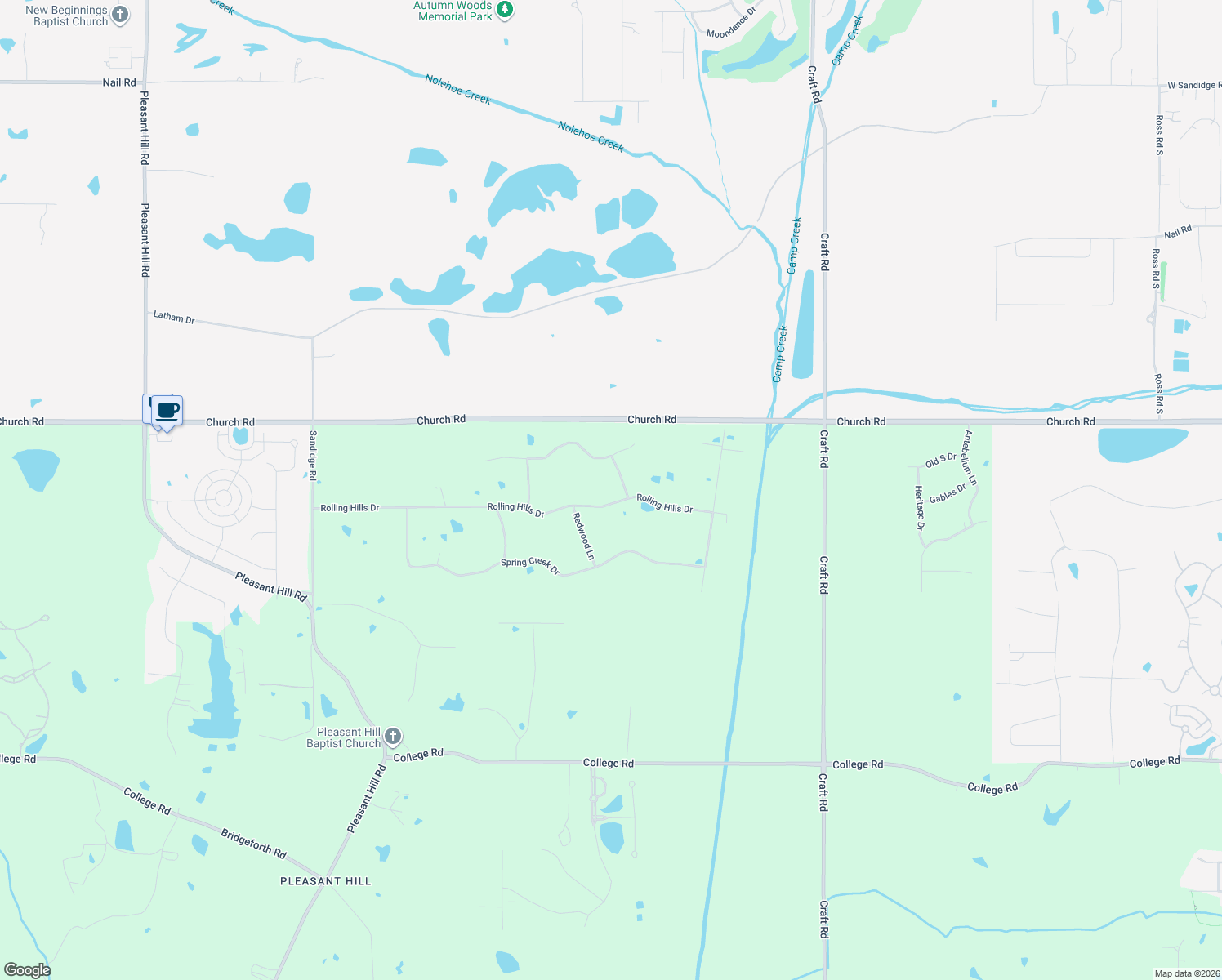 map of restaurants, bars, coffee shops, grocery stores, and more near 6400 Rolling Hills Drive in Olive Branch