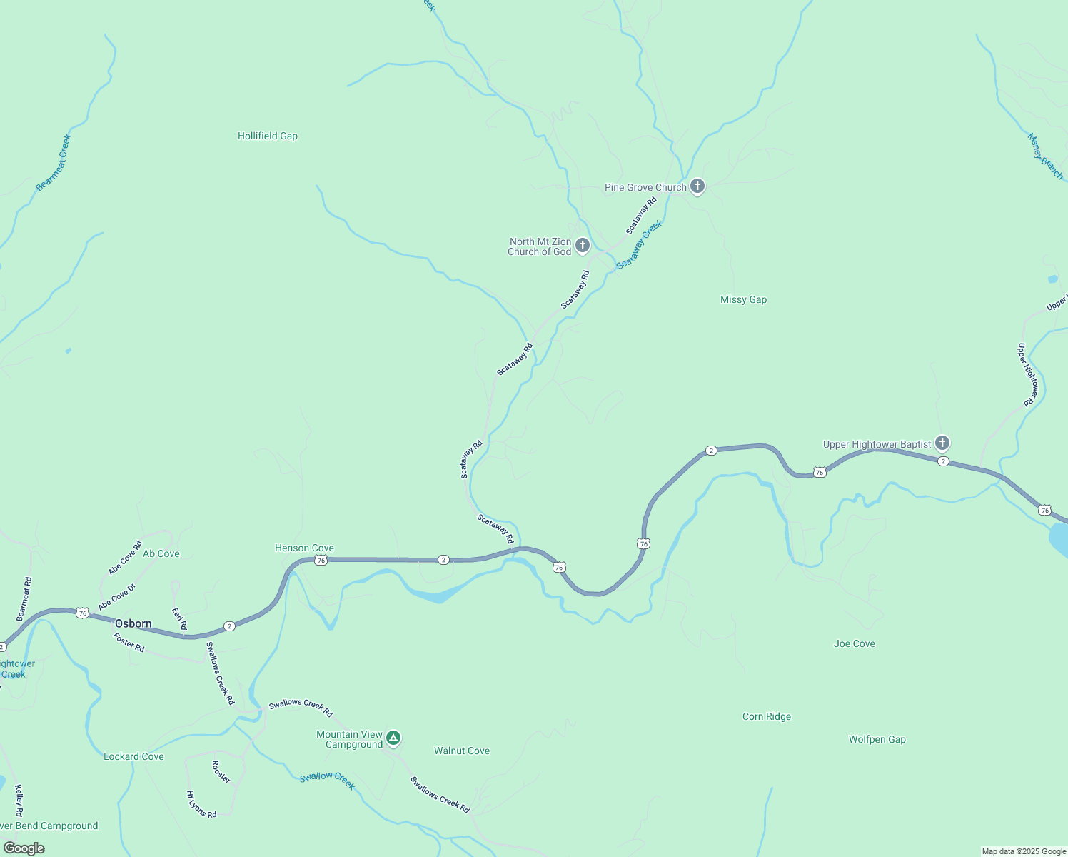 map of restaurants, bars, coffee shops, grocery stores, and more near 4508 Ramsey Drive in Hiawassee