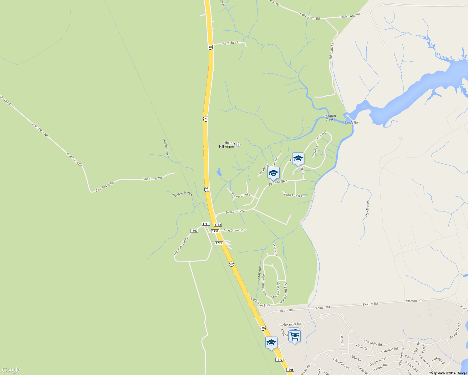 map of restaurants, bars, coffee shops, grocery stores, and more near 122 Tucker Creek Lane in Havelock