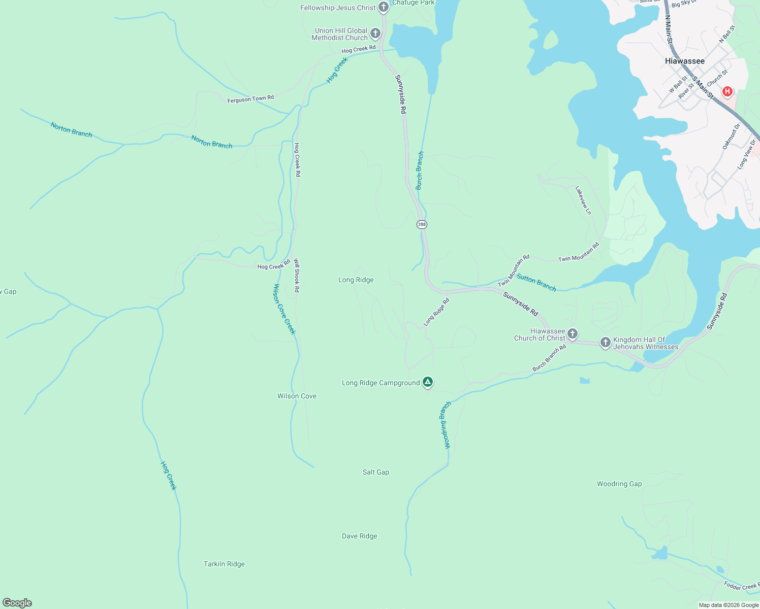 map of restaurants, bars, coffee shops, grocery stores, and more near 1386 Summit Trail in Hiawassee