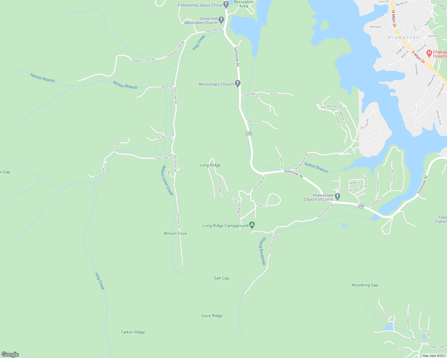 map of restaurants, bars, coffee shops, grocery stores, and more near 1029 Hidden Summit Road in Hiawassee