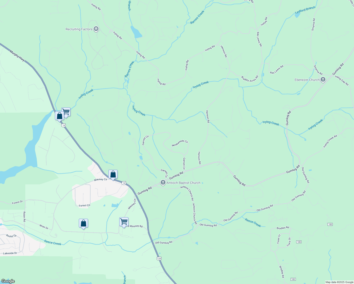 map of restaurants, bars, coffee shops, grocery stores, and more near 3130 Northwoods Circle in Blairsville