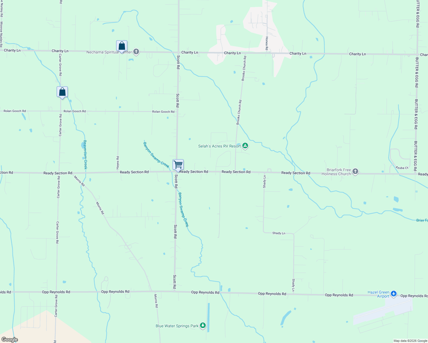 map of restaurants, bars, coffee shops, grocery stores, and more near 1517 Ready Section Road in Hazel Green