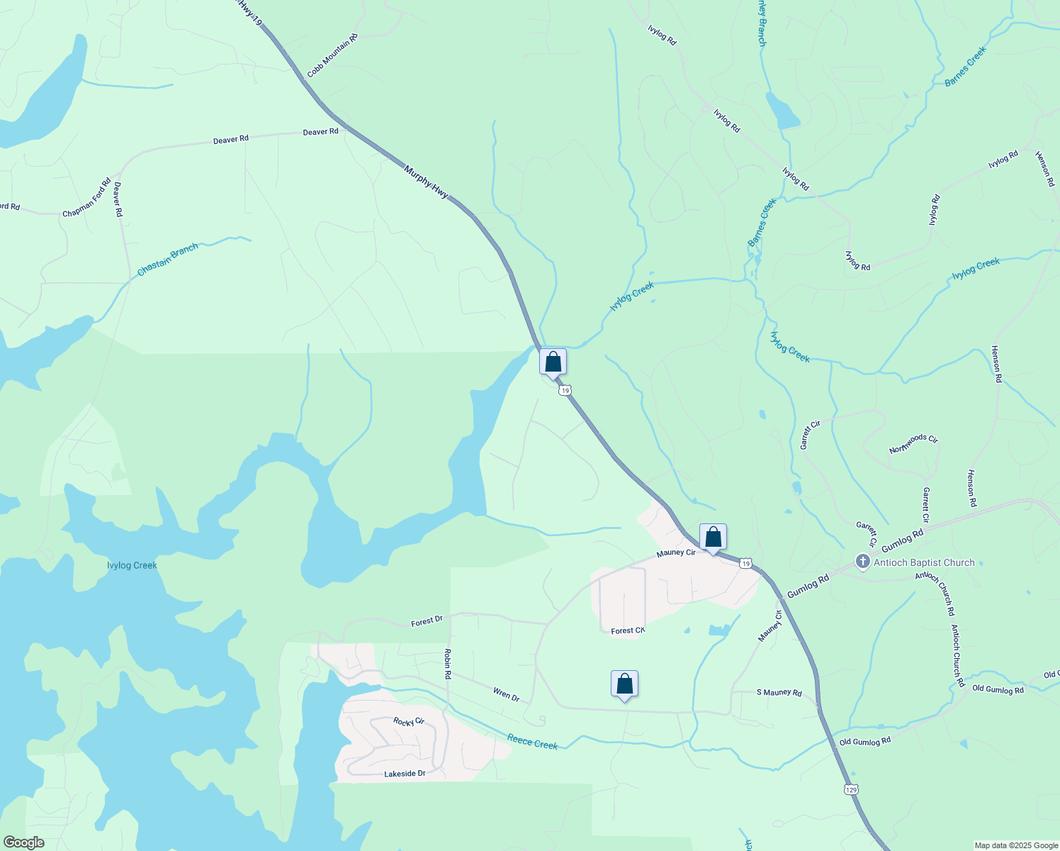 map of restaurants, bars, coffee shops, grocery stores, and more near 39 New Water Way in Blairsville