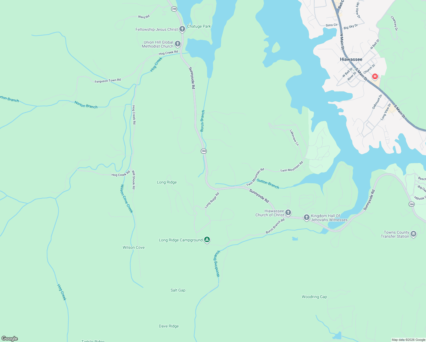 map of restaurants, bars, coffee shops, grocery stores, and more near 1268-1148 Shadow Mountain Drive in Hiawassee