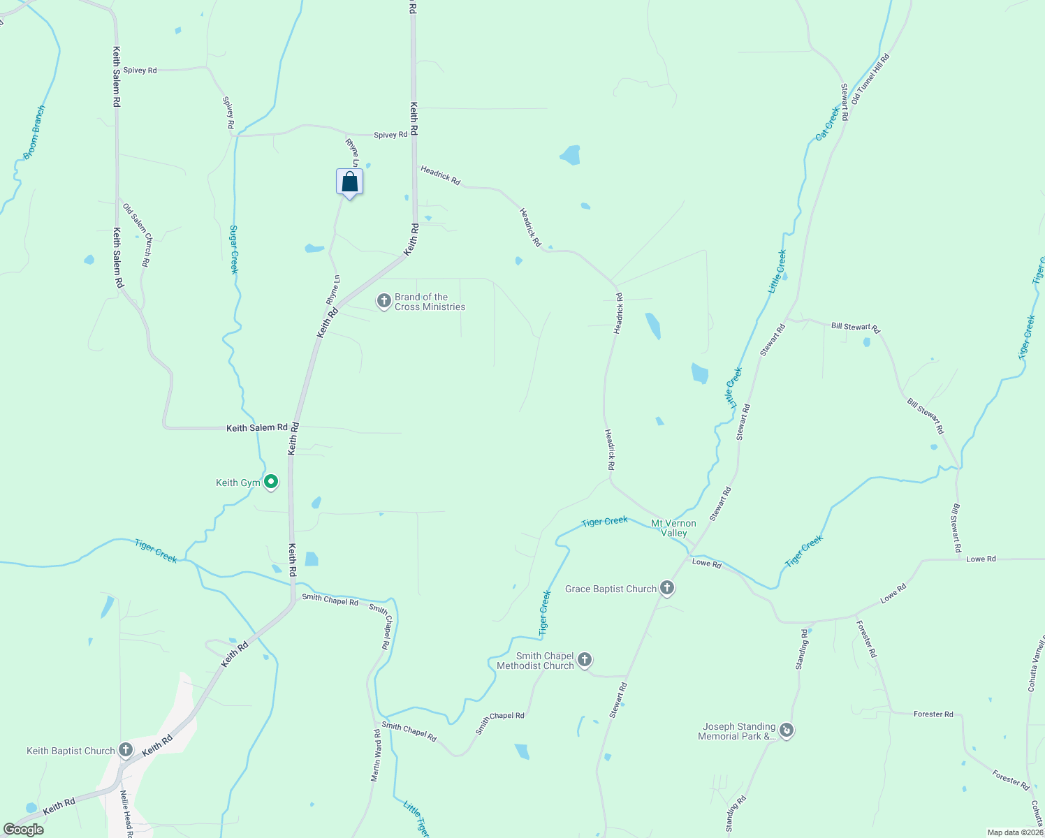 map of restaurants, bars, coffee shops, grocery stores, and more near 343 Promise Heights Drive in Ringgold