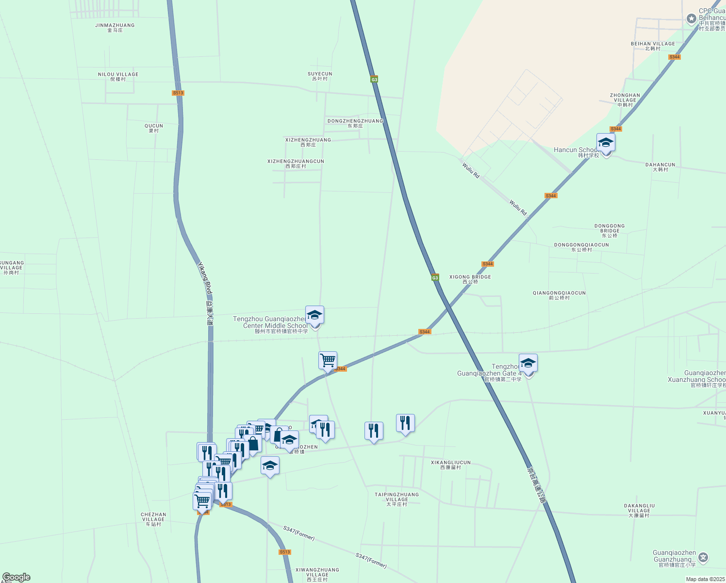 map of restaurants, bars, coffee shops, grocery stores, and more near in Zaozhuang