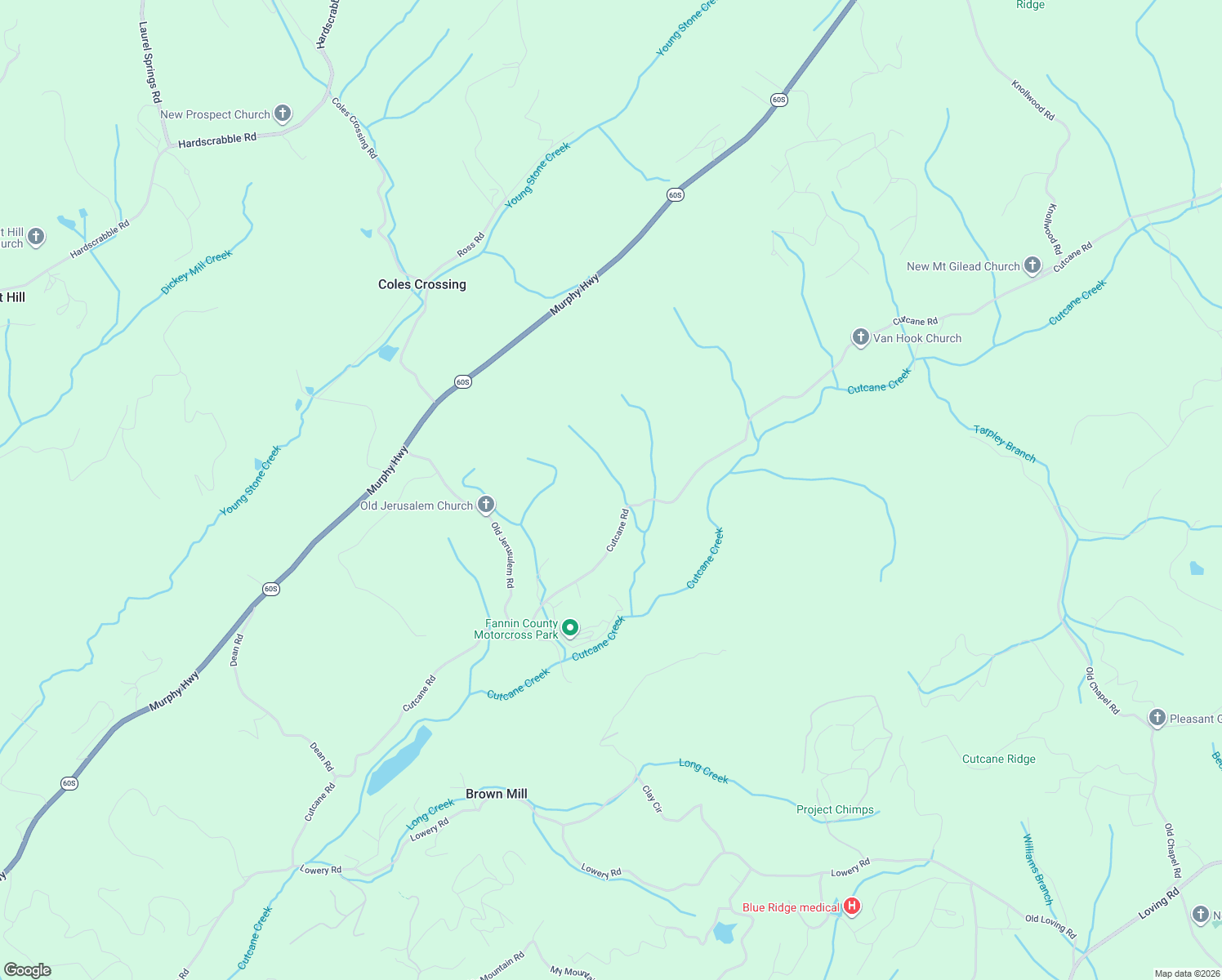 map of restaurants, bars, coffee shops, grocery stores, and more near 2749 Cutcane Road in Mineral Bluff