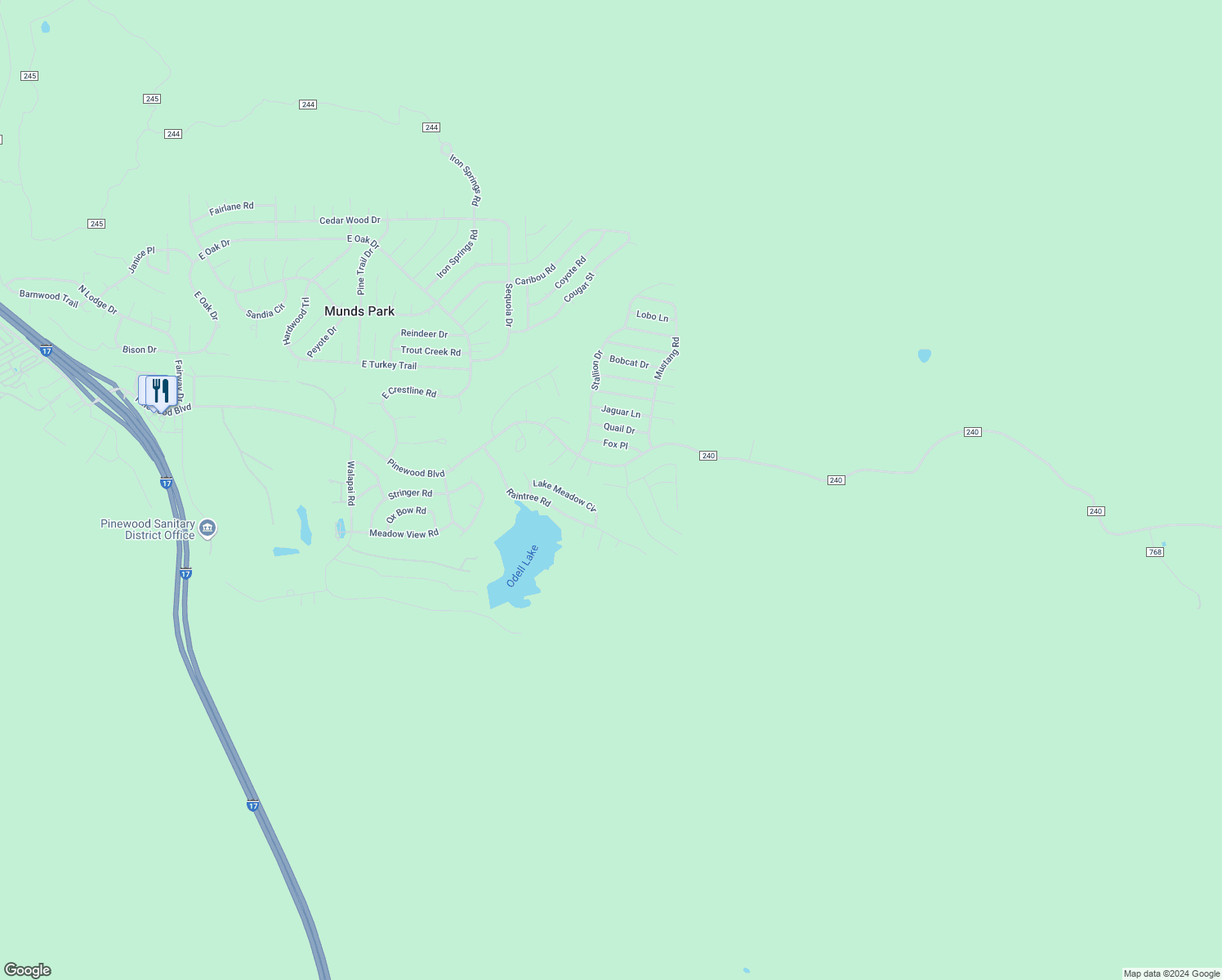 map of restaurants, bars, coffee shops, grocery stores, and more near 1255 Wildwood Place in Sedona