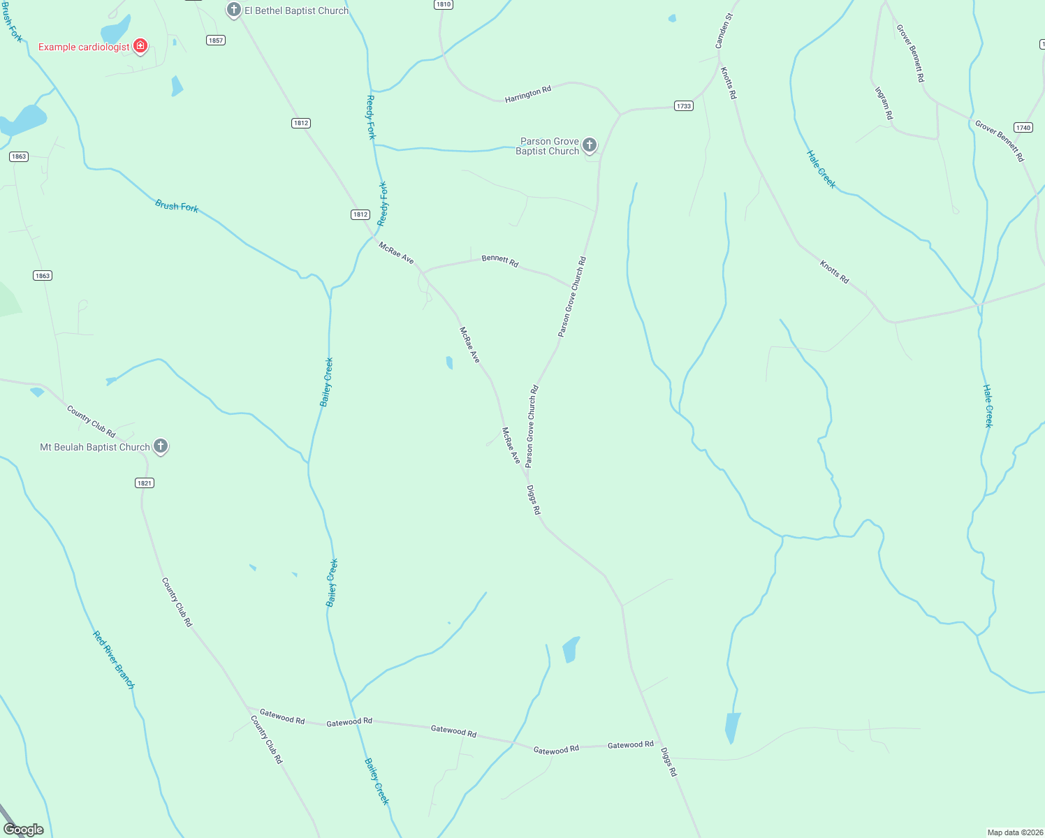 map of restaurants, bars, coffee shops, grocery stores, and more near 1558 Parson Grove Church Road in Wadesboro