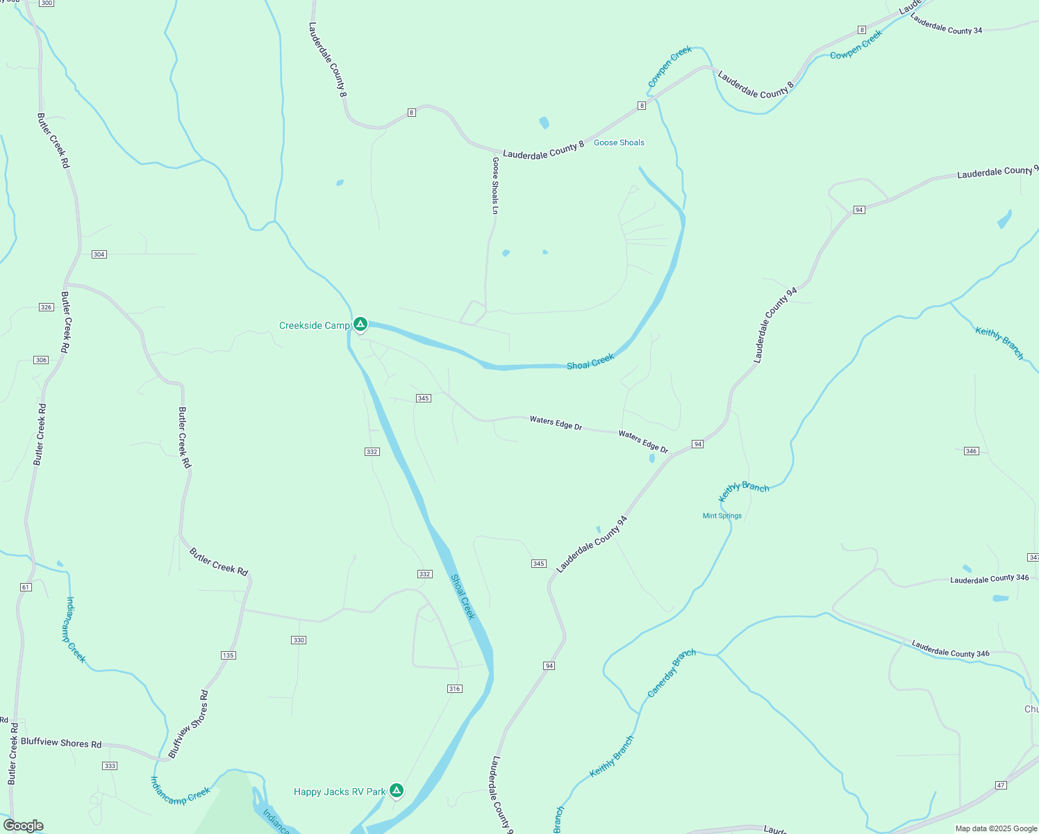 map of restaurants, bars, coffee shops, grocery stores, and more near Waters Edge Drive in Florence