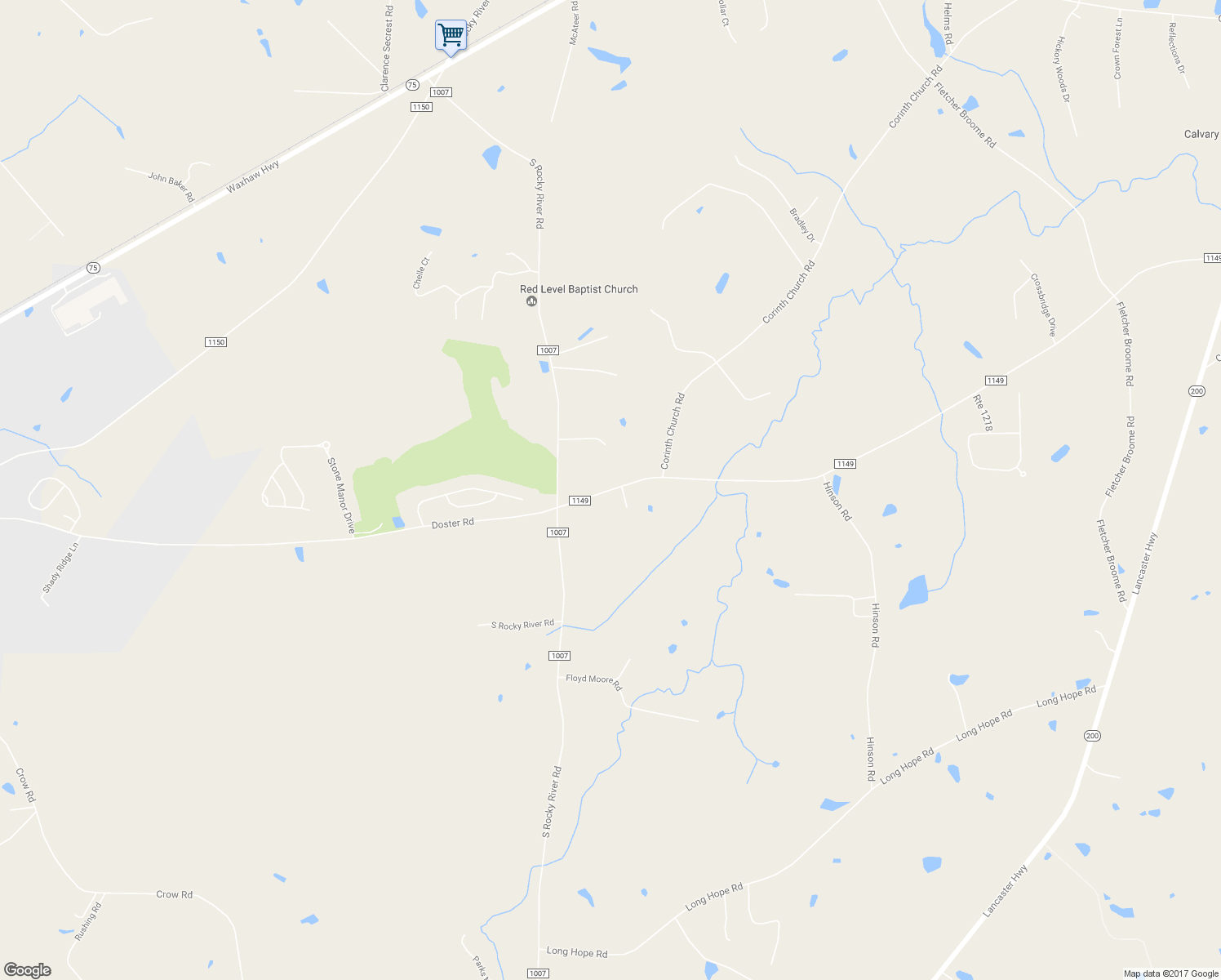 map of restaurants, bars, coffee shops, grocery stores, and more near Doster Road in Monroe