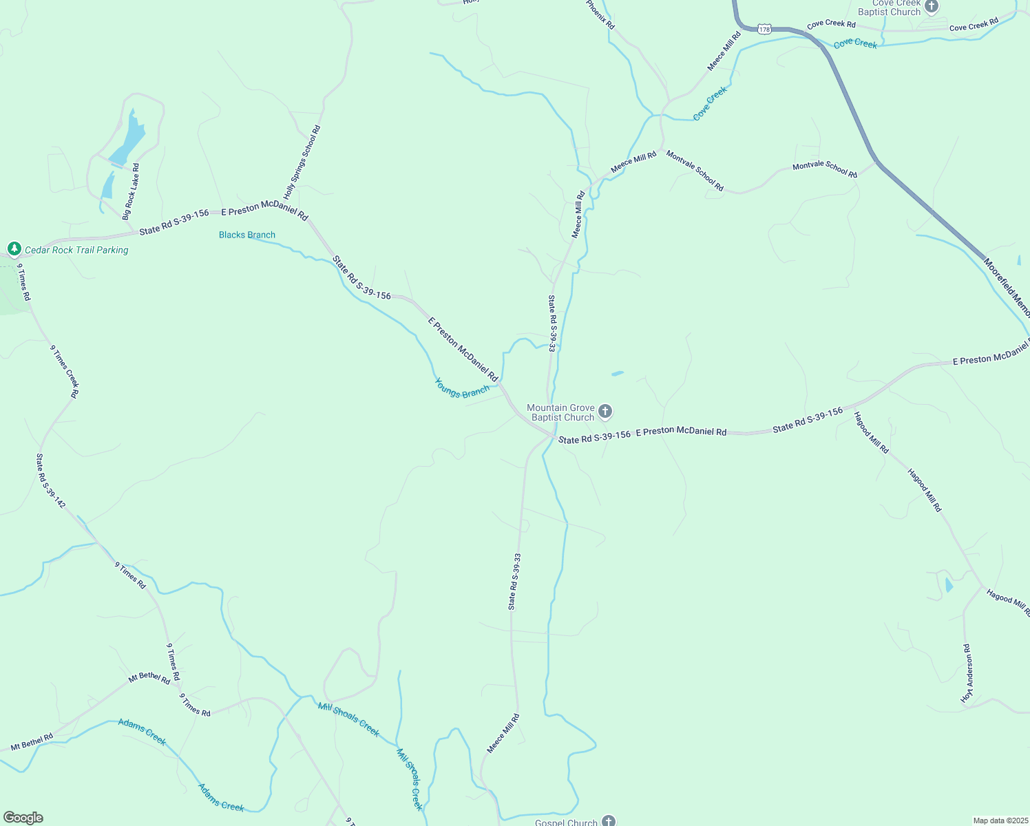 map of restaurants, bars, coffee shops, grocery stores, and more near 737 East Preston McDaniel Road in Pickens