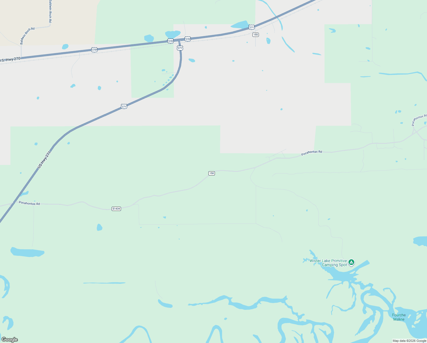 map of restaurants, bars, coffee shops, grocery stores, and more near County Road E1434 in Le Flore County