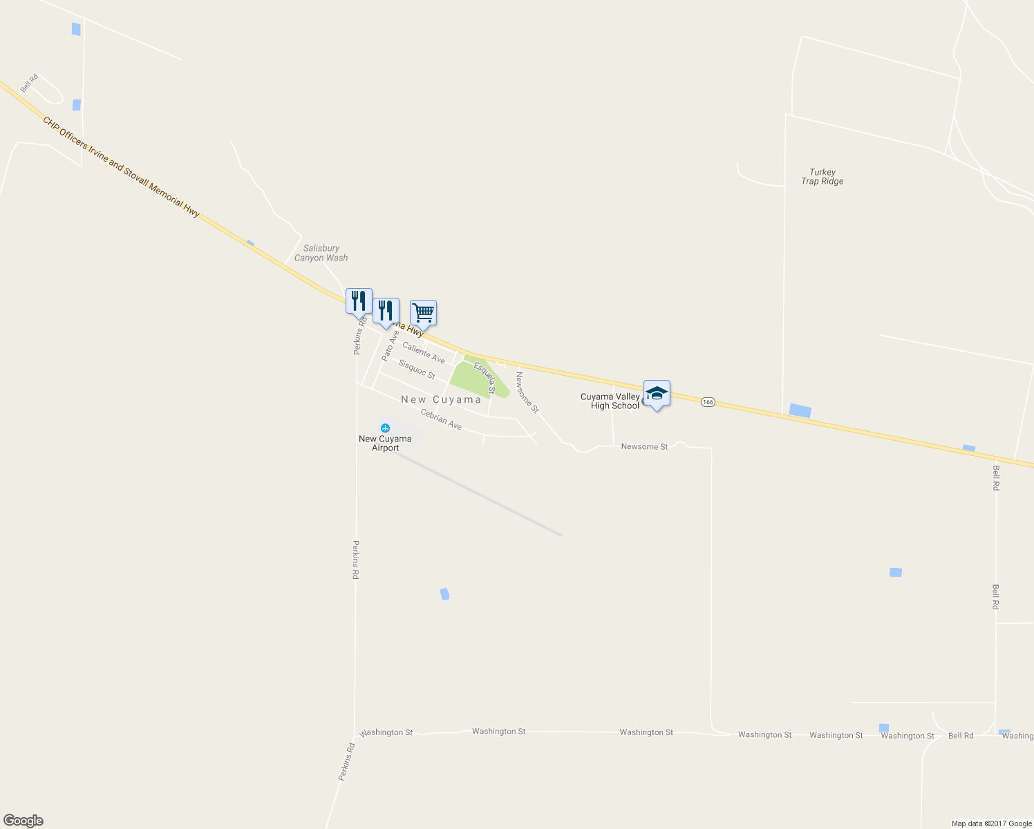 map of restaurants, bars, coffee shops, grocery stores, and more near 4656 Morales Street in New Cuyama