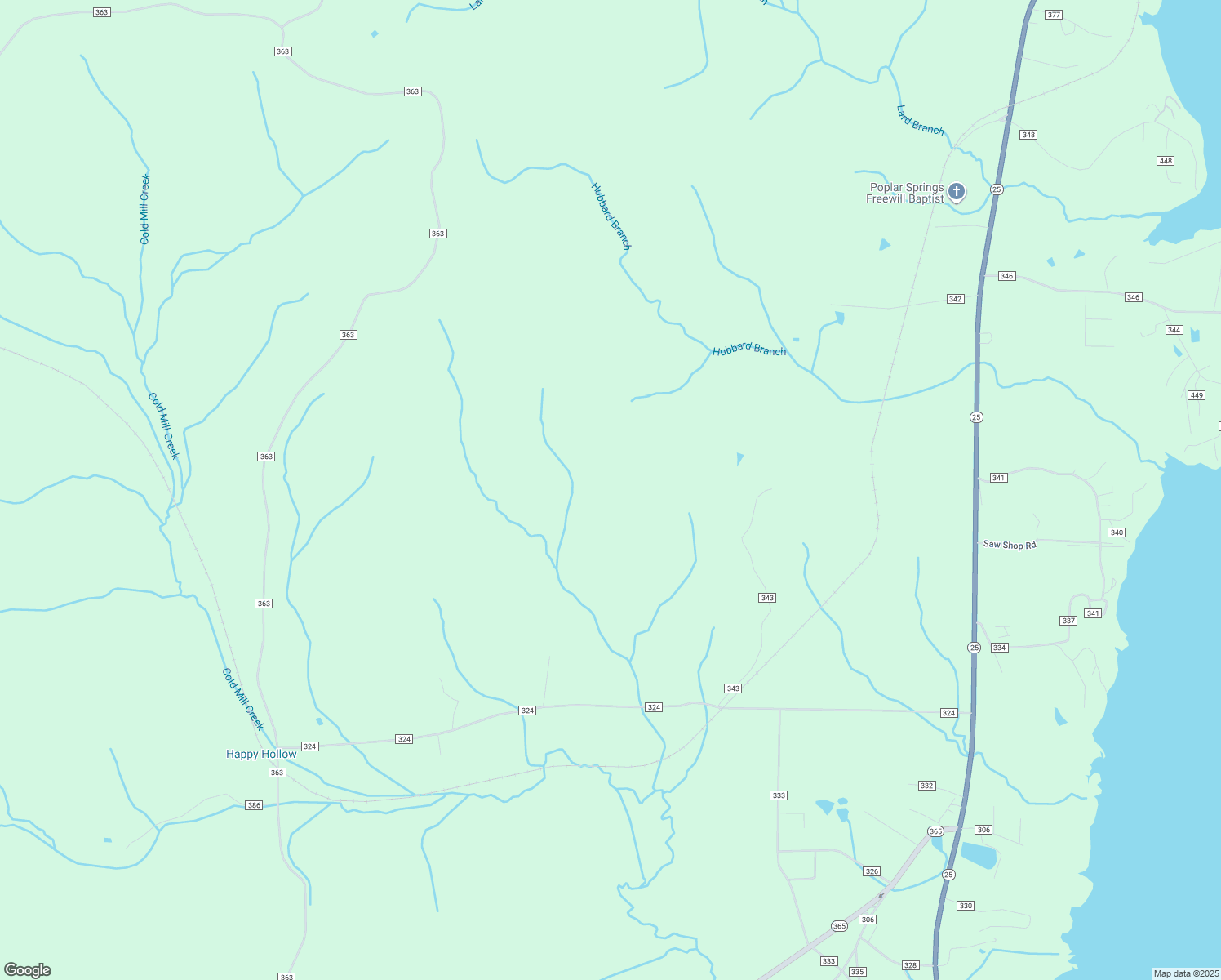 map of restaurants, bars, coffee shops, grocery stores, and more near 99 County Road 343 in Iuka