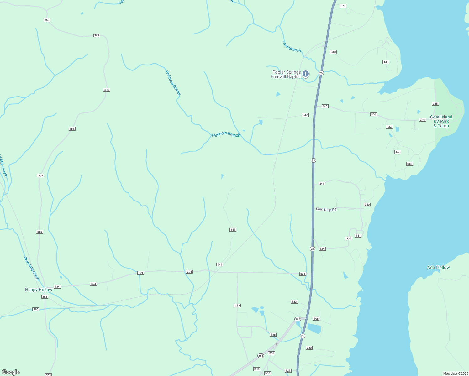 map of restaurants, bars, coffee shops, grocery stores, and more near 99 County Road 343 in Iuka